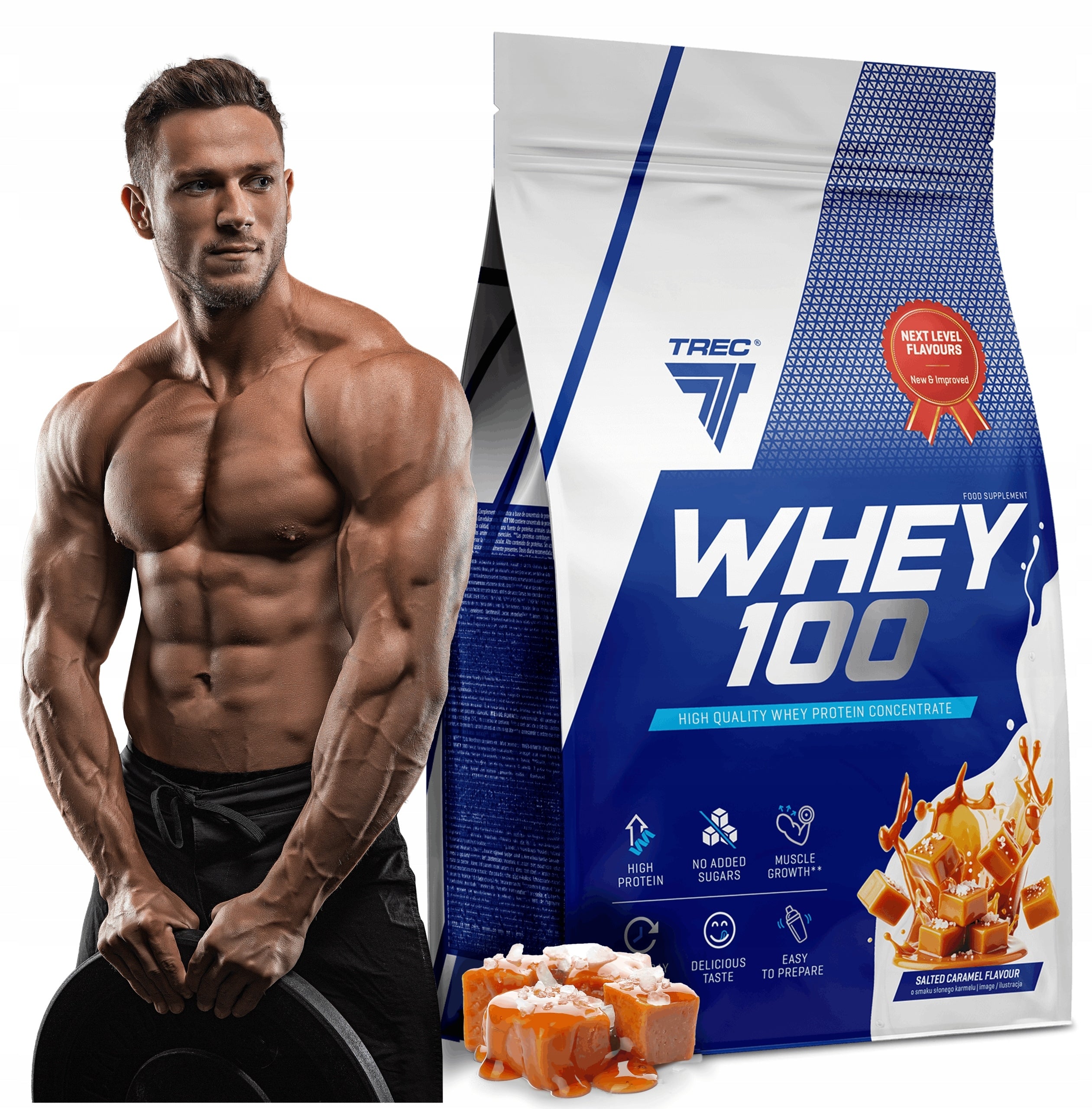 DELICIOUS PROTEIN WPC Trec Whey 100 900g PROTEINS FOR MASS MUSCLES FOR TRAINING