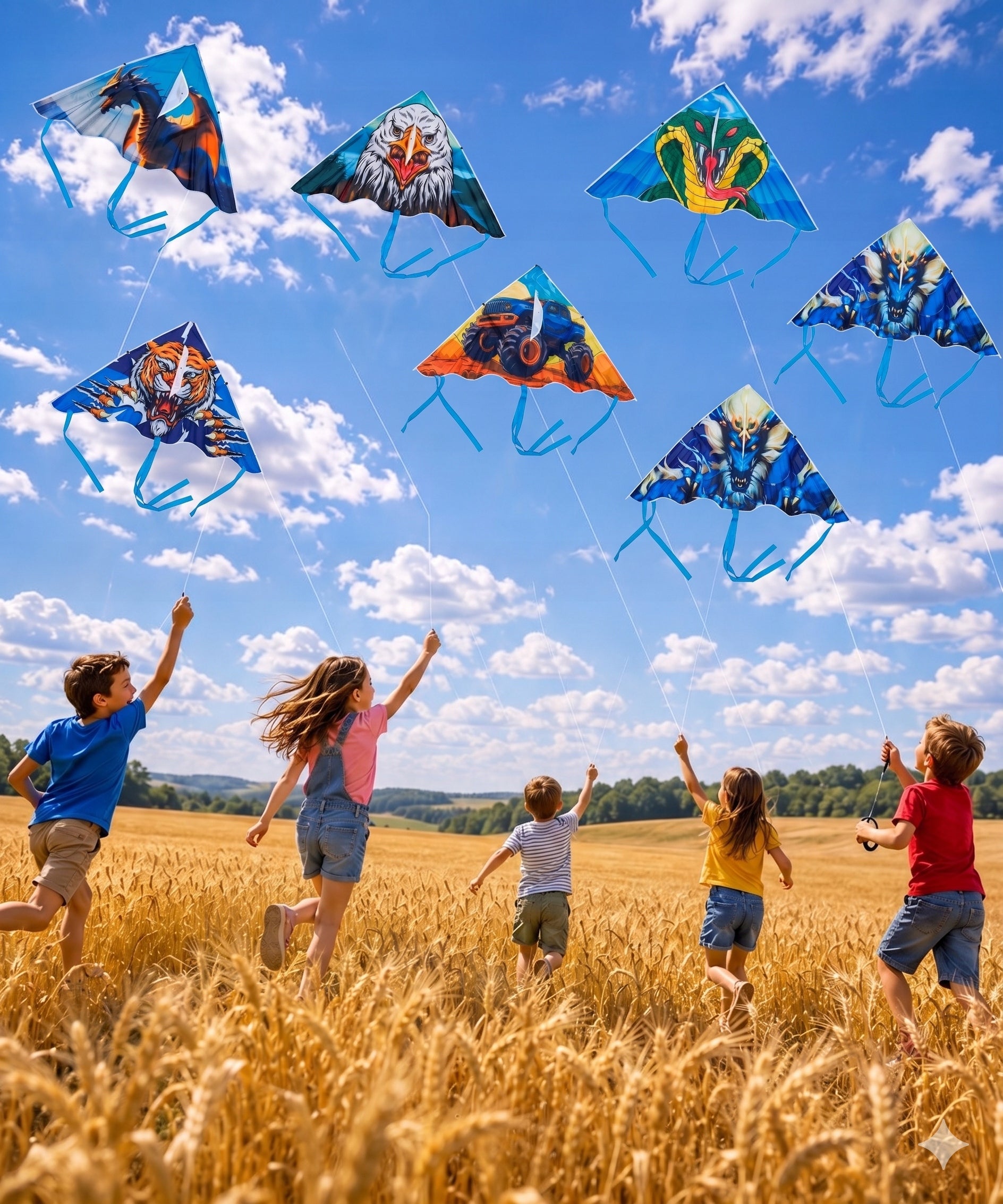 DELTA XXL KITE – COLORFUL KITE + ROPE AND RIBBONS INCLUDED Kid's age 3＋ years