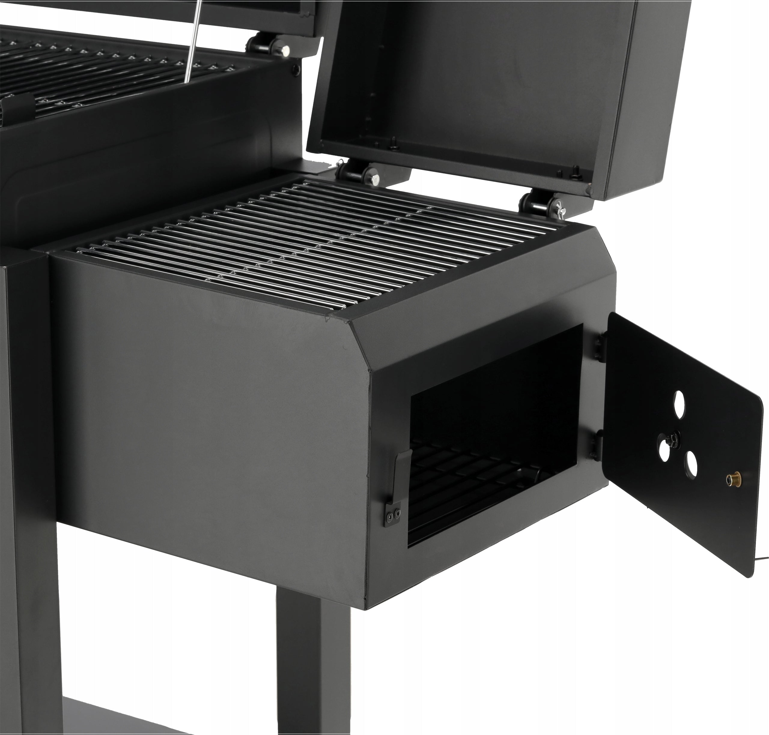 DELUXE CHARCOAL GARDEN GRILL WITH LID AND THERMOMETER WITH SMOKEHOUSE LUND Grate length 55 cm
