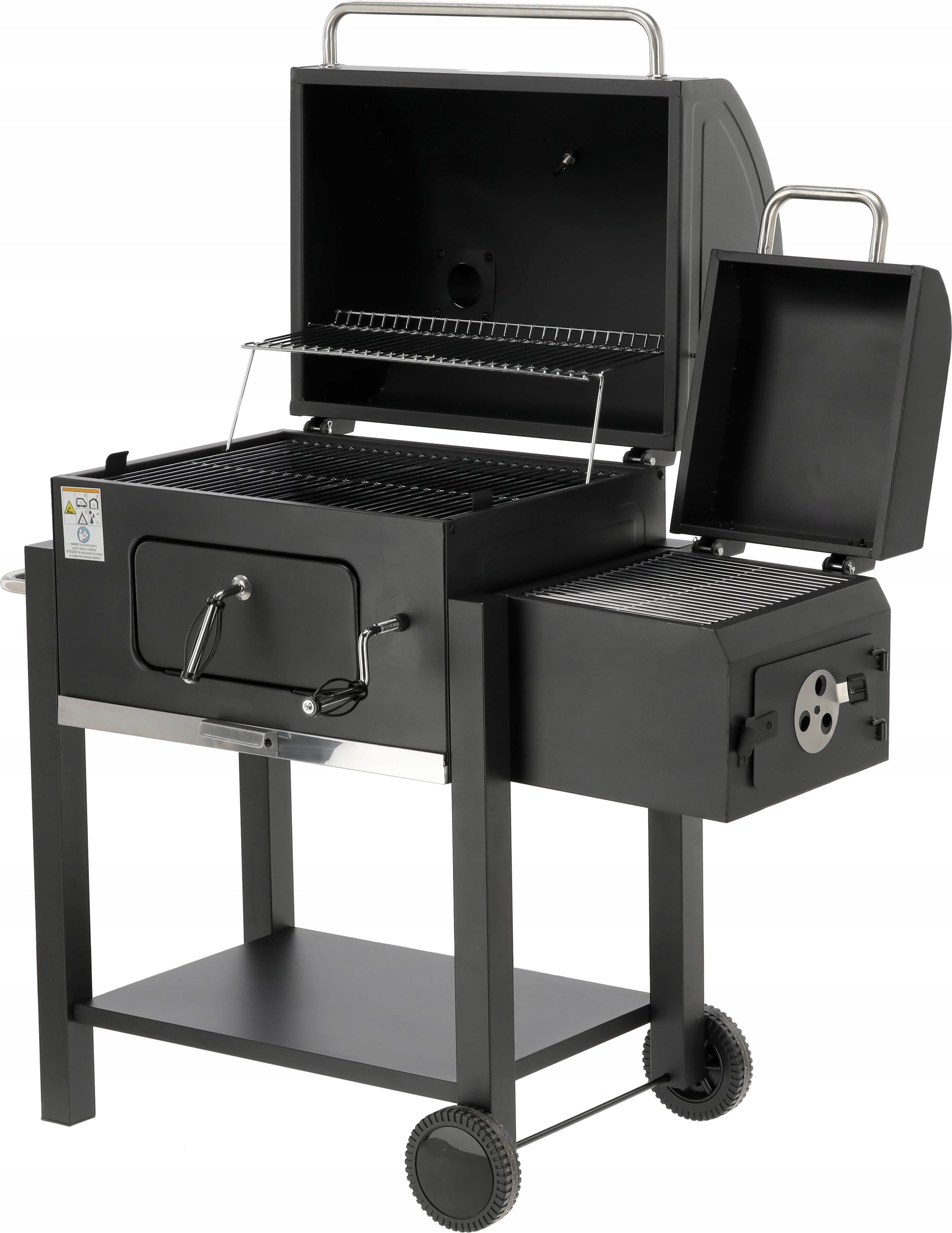 DELUXE CHARCOAL GARDEN GRILL WITH LID AND THERMOMETER WITH SMOKEHOUSE LUND Manufacturer Lund