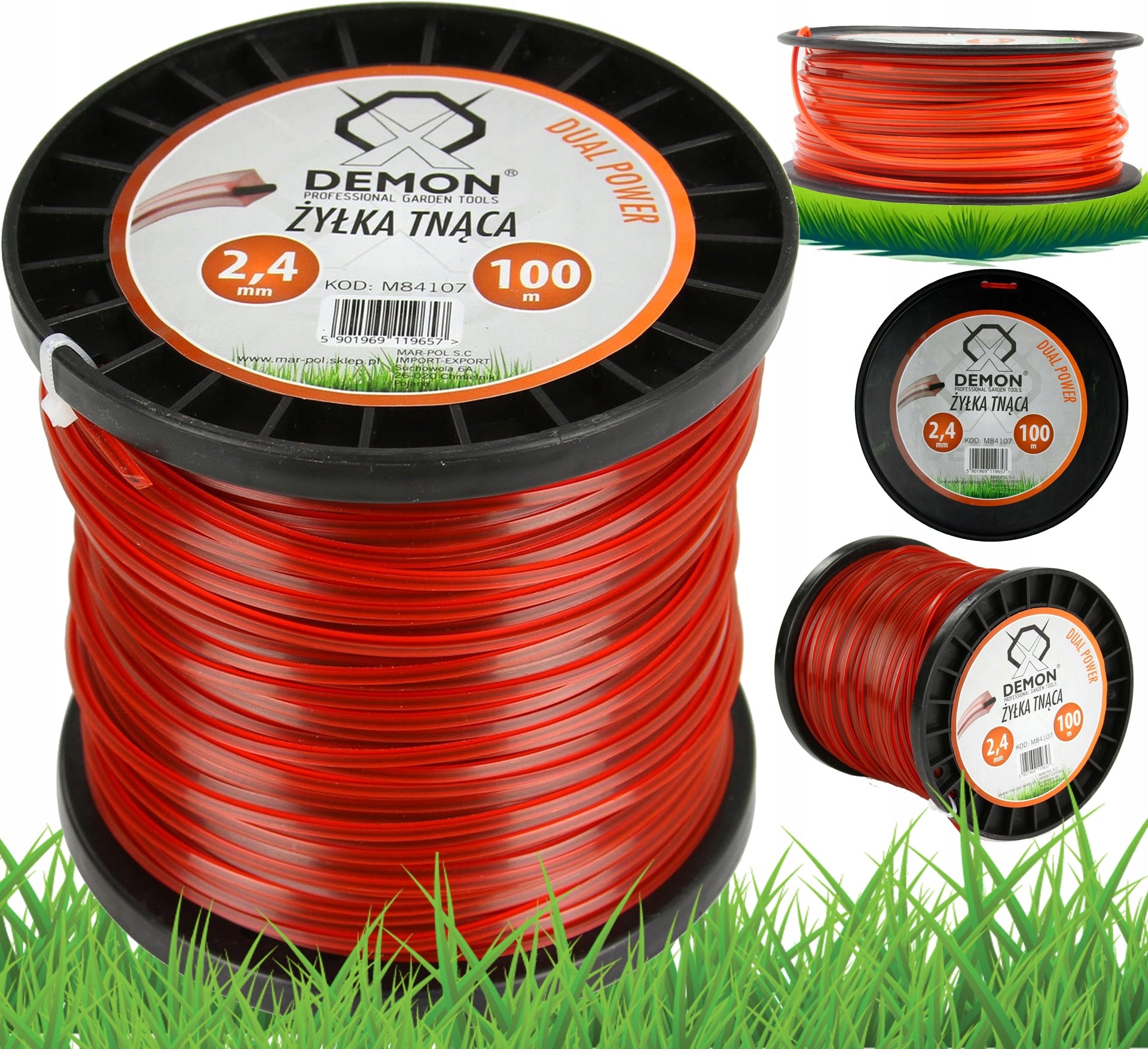 DEMON SCYTHE LINE REINFORCED SQUARE 2,4 mm 100m REINFORCED