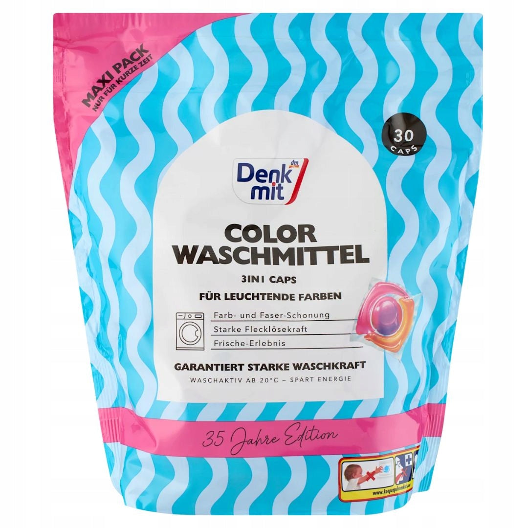 DENKMIT COLOR WASCHMITTEL CAPS COLORED WASHING CAPSULES FOR STAINS 30PCS Packaging status original
