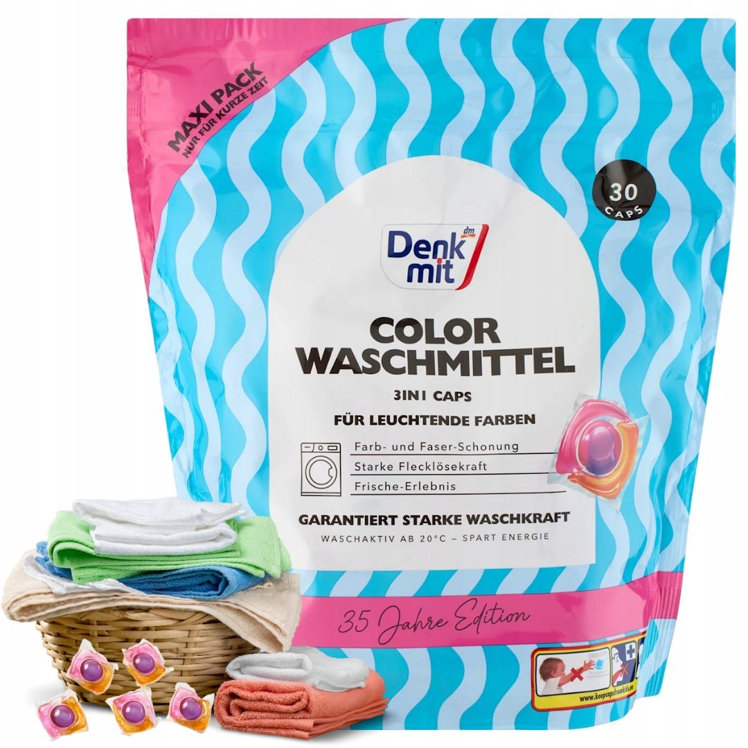DENKMIT COLOR WASCHMITTEL CAPS COLORED WASHING CAPSULES FOR STAINS 30PCS