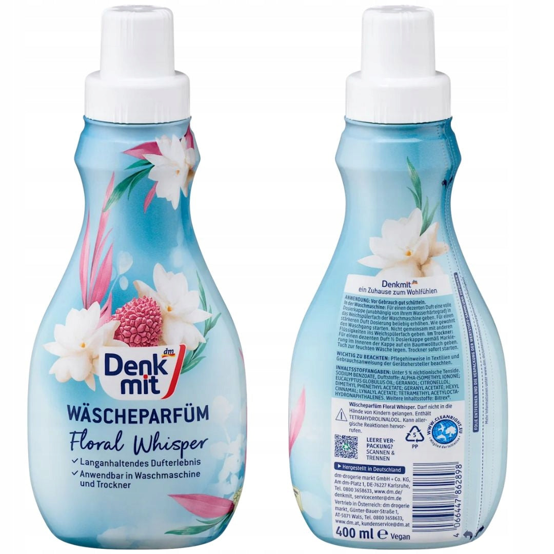 DENKMIT FLORAL WHISPER SCENT FLORAL PERFUME FOR RINSING DRYER 400ml Packaging status original