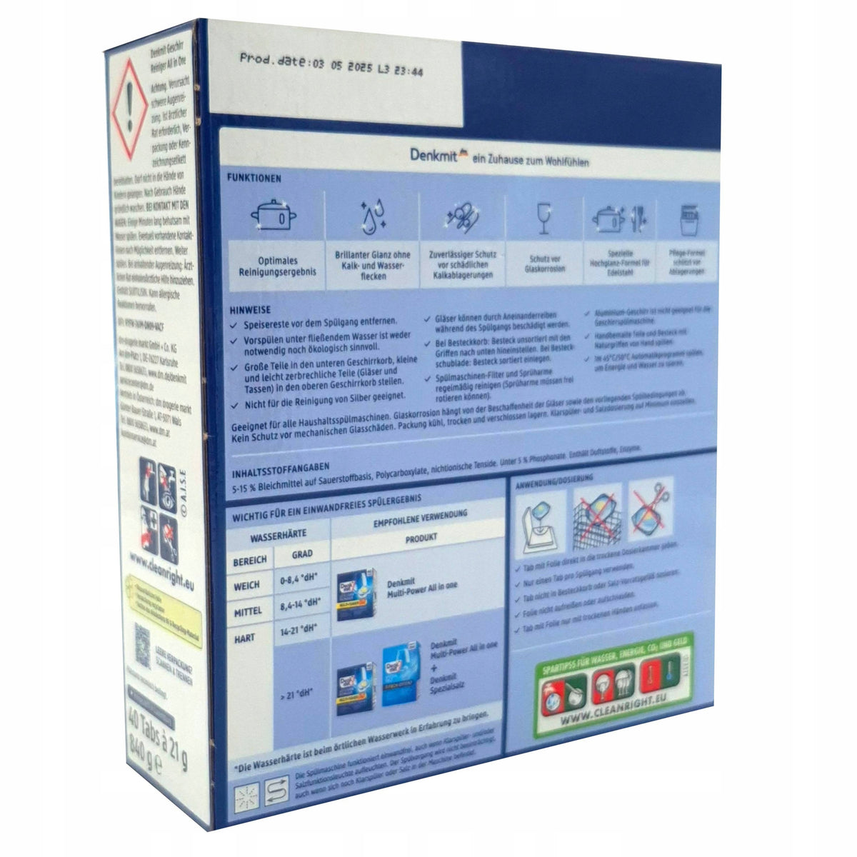 DENKMIT Multi Power ALL IN ONE 40 pieces Dishwasher tablets from GERMANY Manufacturer code 4066447789331