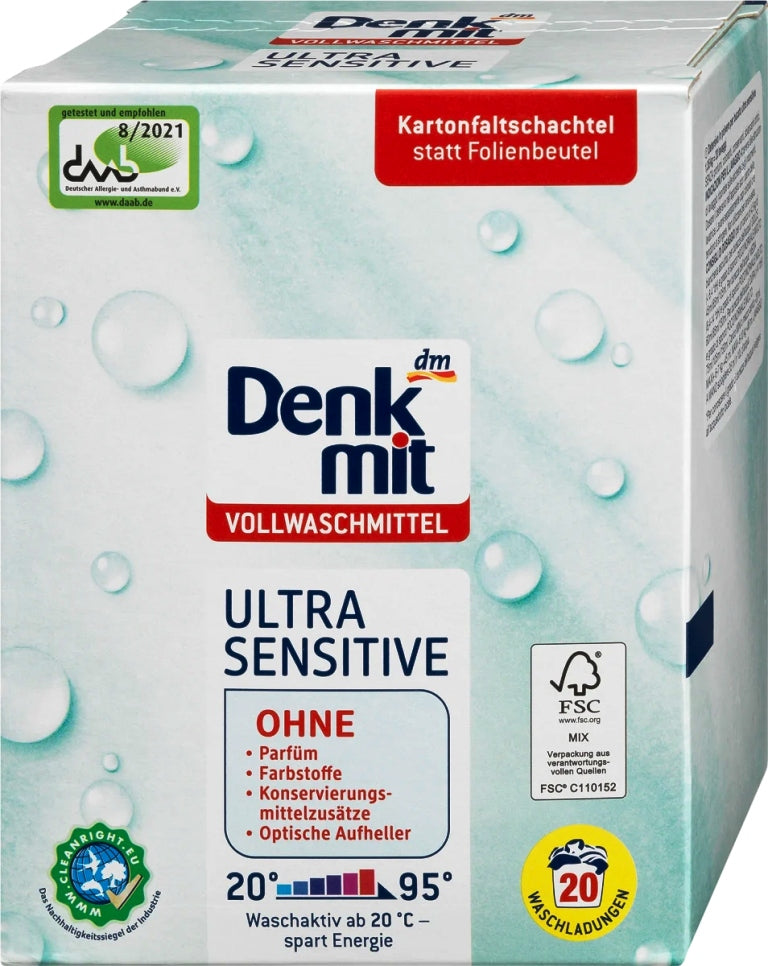DENKMIT ULTRA GENTLE WASHING POWDER HYPOALLERGENIC ALLERGIES FROM GERMANY