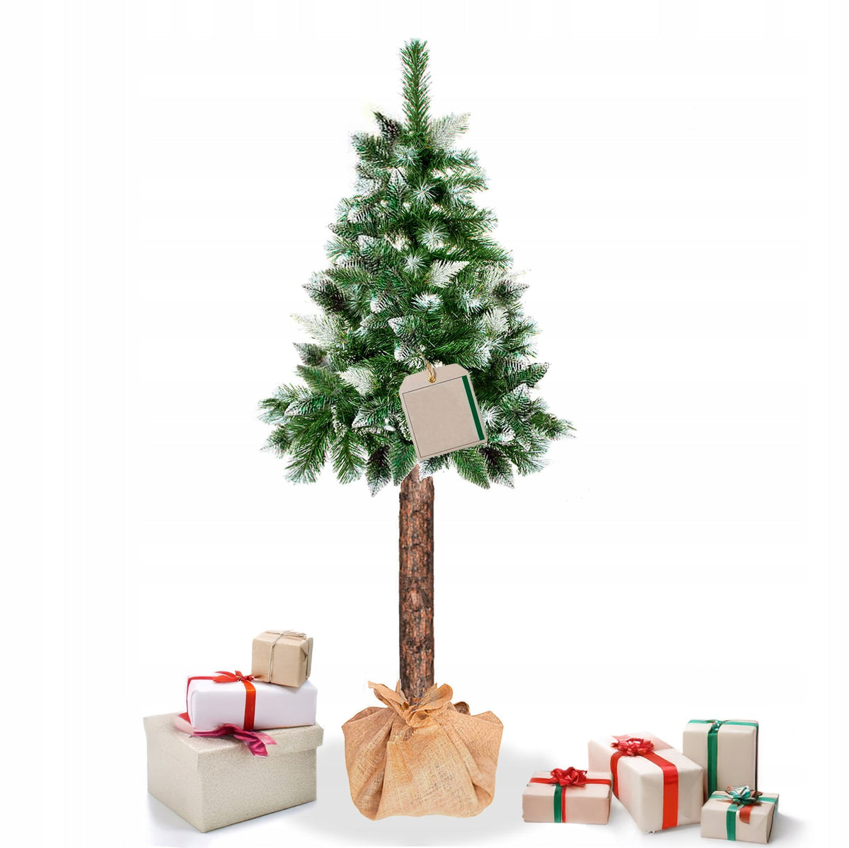 DENSE DIAMOND CHRISTMAS TREE ON THE TRUNK ARTIFICIAL PINE snow-covered 140cm + STAND Packaging status original