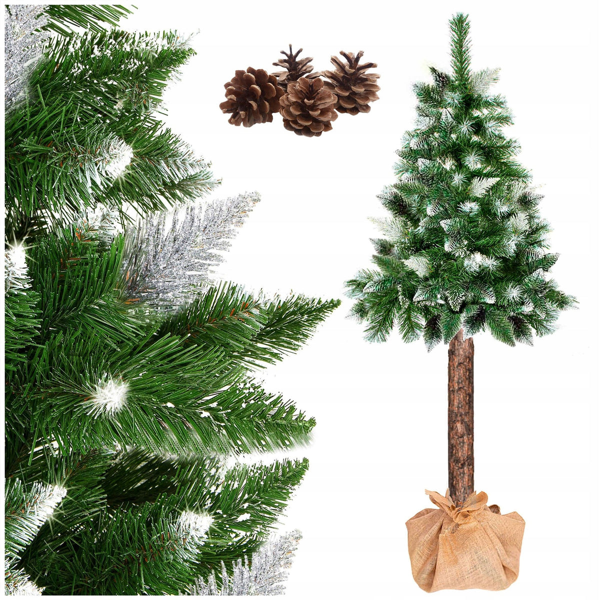 DENSE DIAMOND CHRISTMAS TREE ON THE TRUNK ARTIFICIAL PINE snow-covered 140cm + STAND
