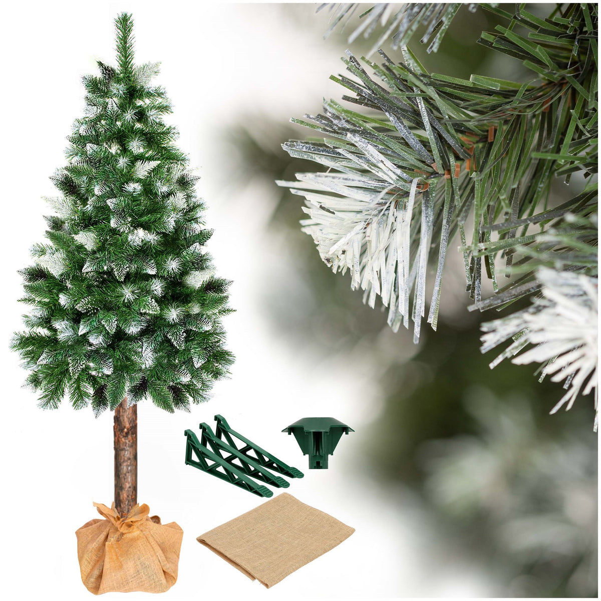 DENSE DIAMOND CHRISTMAS TREE ON TRUNK ARTIFICIAL NATURAL snow-covered 160 cm STAND