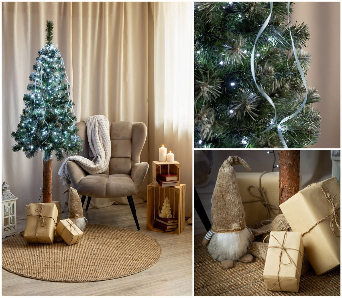 DENSE DIAMOND CHRISTMAS TREE ON TRUNK ARTIFICIAL NATURAL snow-covered 180 cm STAND Packaging status original