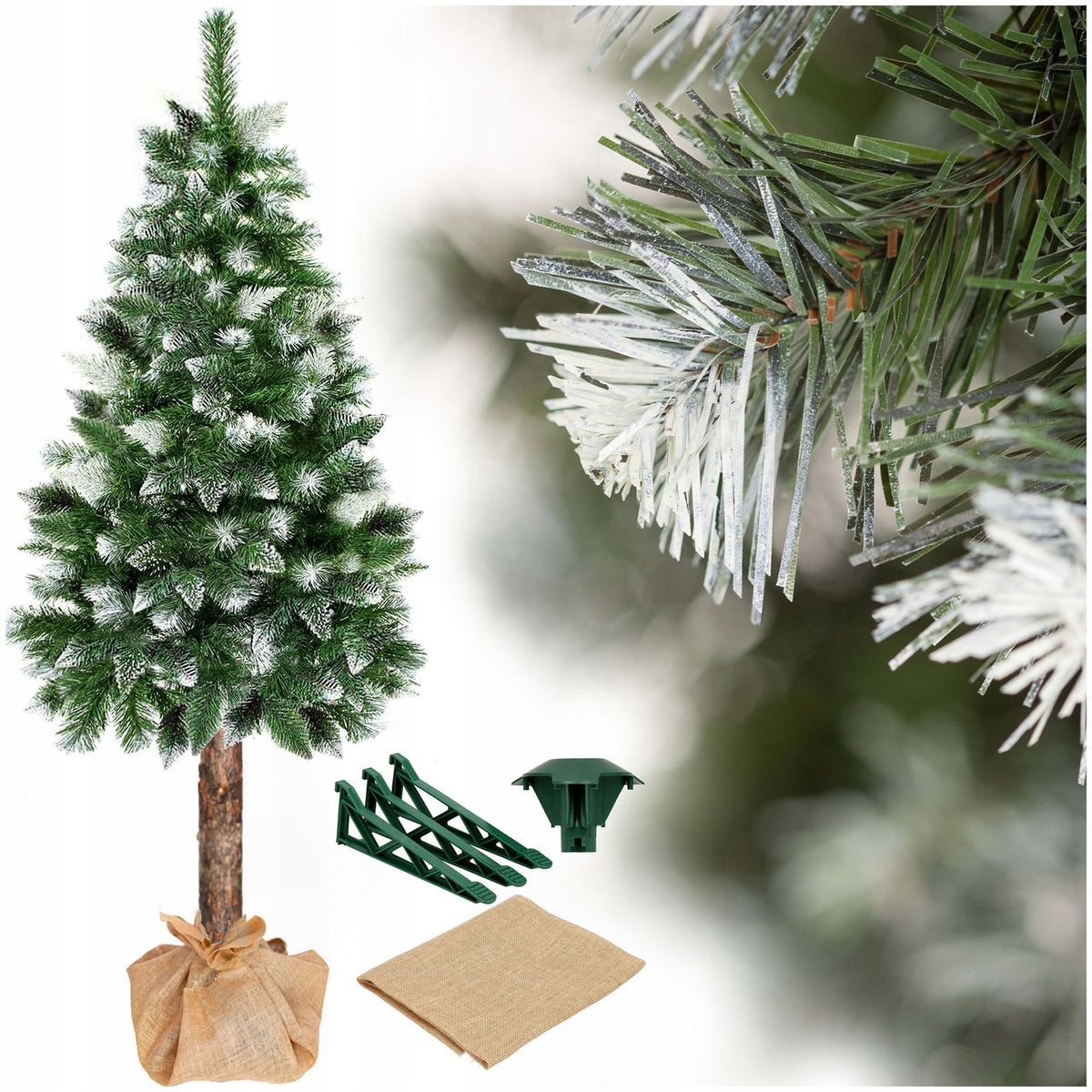 DENSE DIAMOND CHRISTMAS TREE ON TRUNK ARTIFICIAL NATURAL snow-covered 180 cm STAND