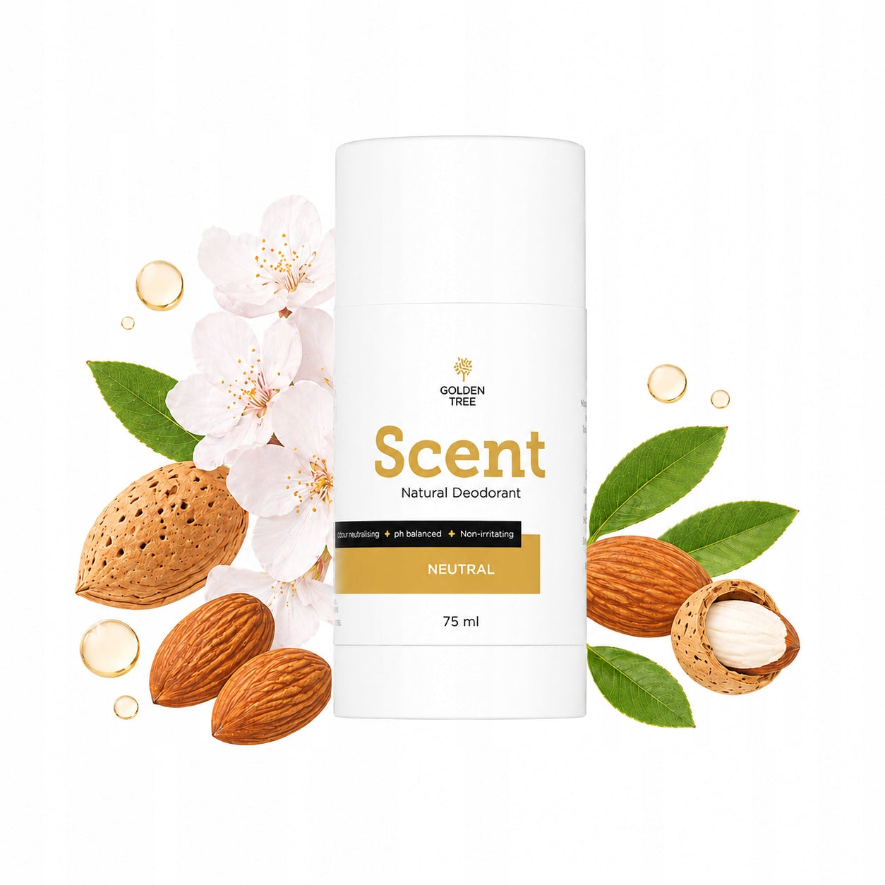 DEODORANT 100% natural SCENT Golden Tree without ALUMINUM SODA SAFE 75 ml