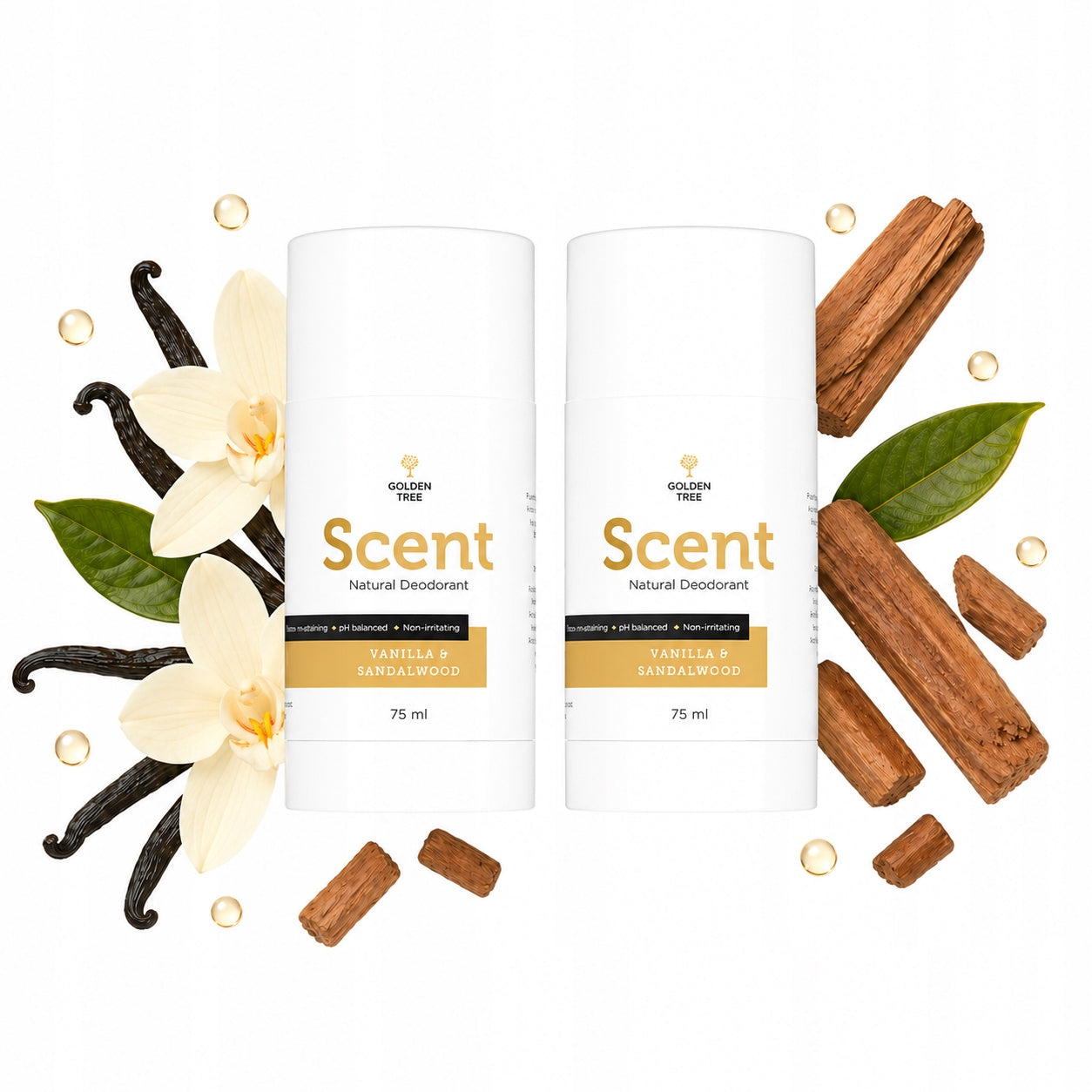 DEODORANT VANILLA Sandalwood SCENT without CLAY SODA SAFE 2 pcs.