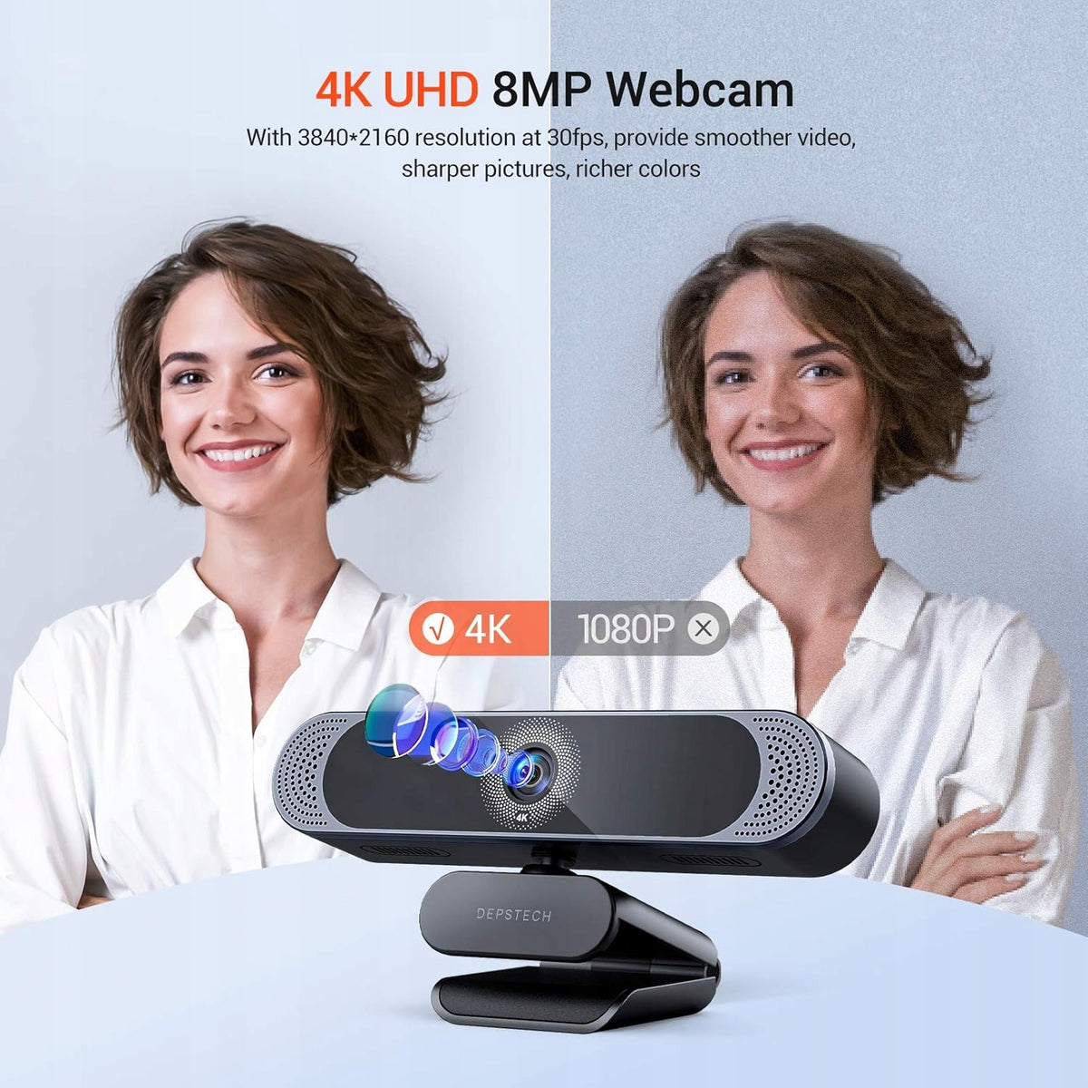 DEPSTECH DW49 webcam 4K 8MP autofocus microphone tripod Manufacturer code 452565