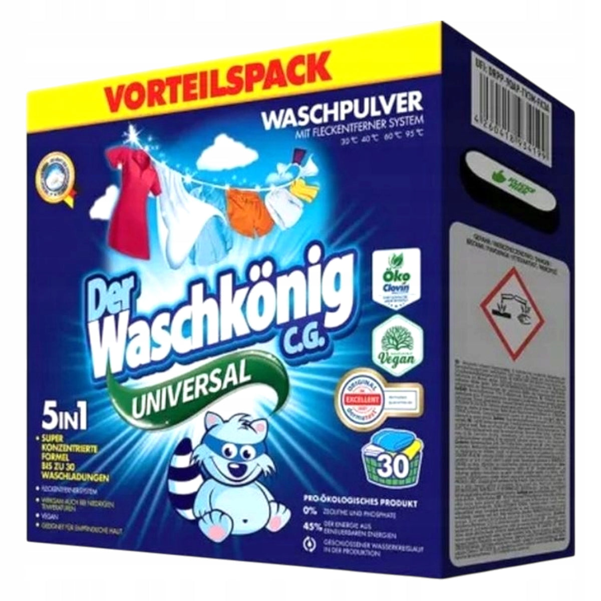 DER WASCHKONIG WASHING POWDER 1.95 KG UNIVERSAL CONCENTRATE 30 WASHES
