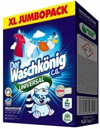 DER WASCHKONIG WASHING POWDER EFFECTIVE UNIVERSAL CARTON 6 KG 100 WASHES