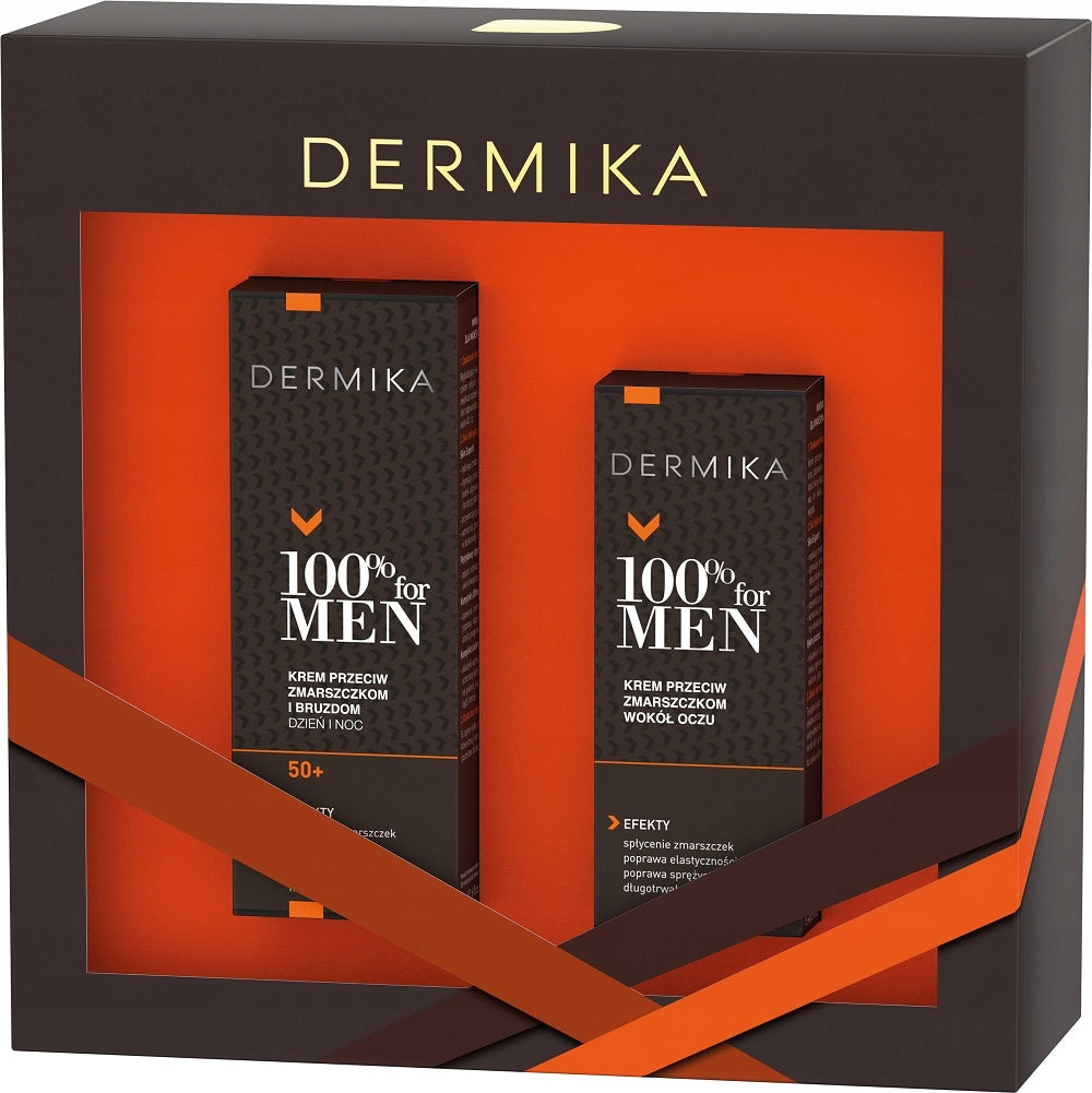 Rinkinys Dermika 100% for Men vyrams: dieninis kremas, 50 ml + naktinis kremas, 50 ml + paakių kremas, 15 ml