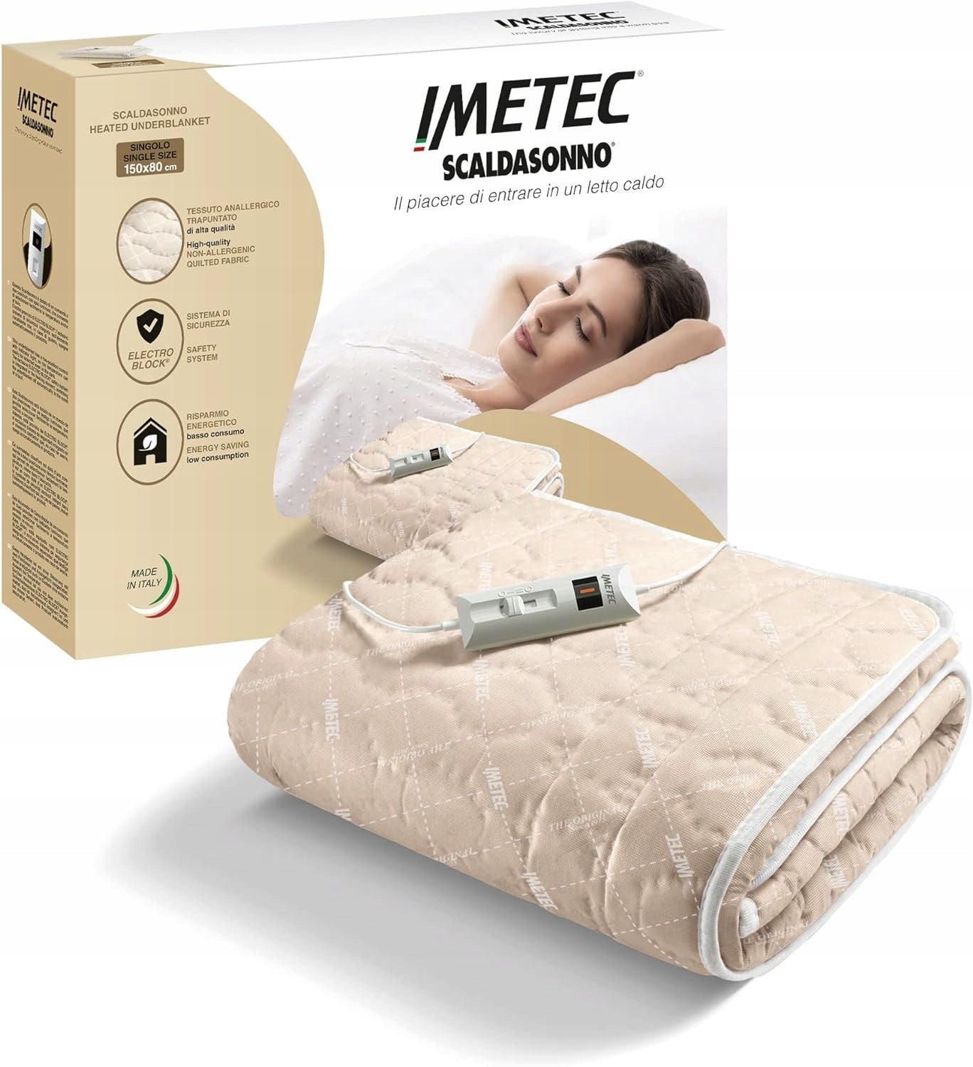 DESCRIPTION Heated single bed mat 150 x 80 cm Imetec Scaldasonno Manufacturer code 6113E