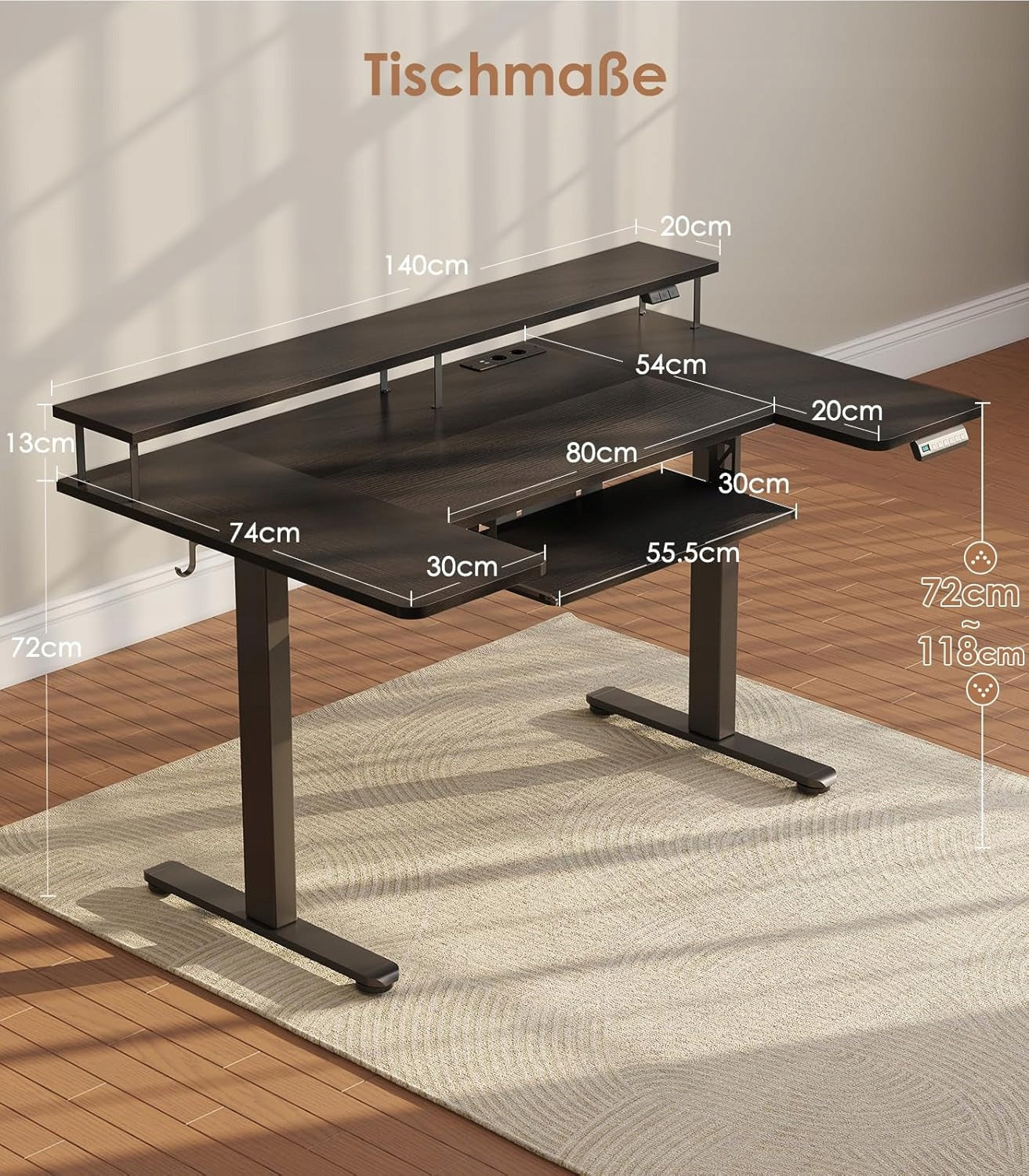 DESK ADJUSTABLE ELECTRIC DURABLE WITH MEMORY GAMING LED STABLE EAN (GTIN) 0099013639499