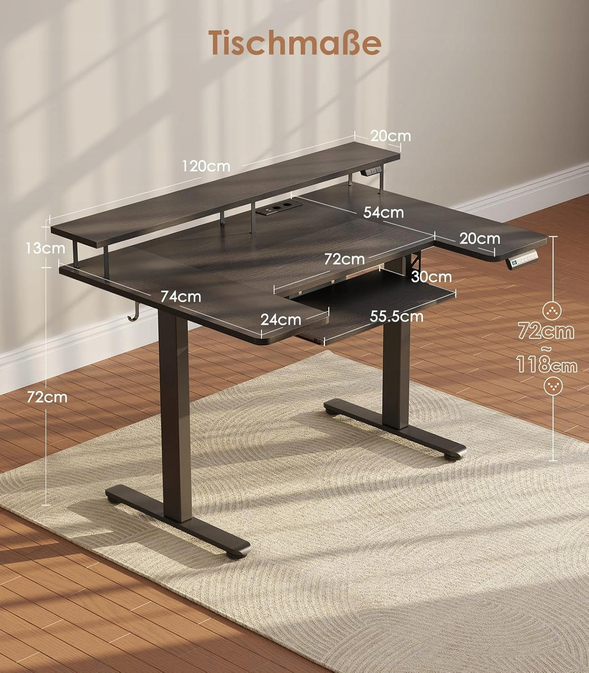 DESK ADJUSTABLE ELECTRIC DURABLE WITH MEMORY GAMING LED STABLE EAN (GTIN) 0099873850133