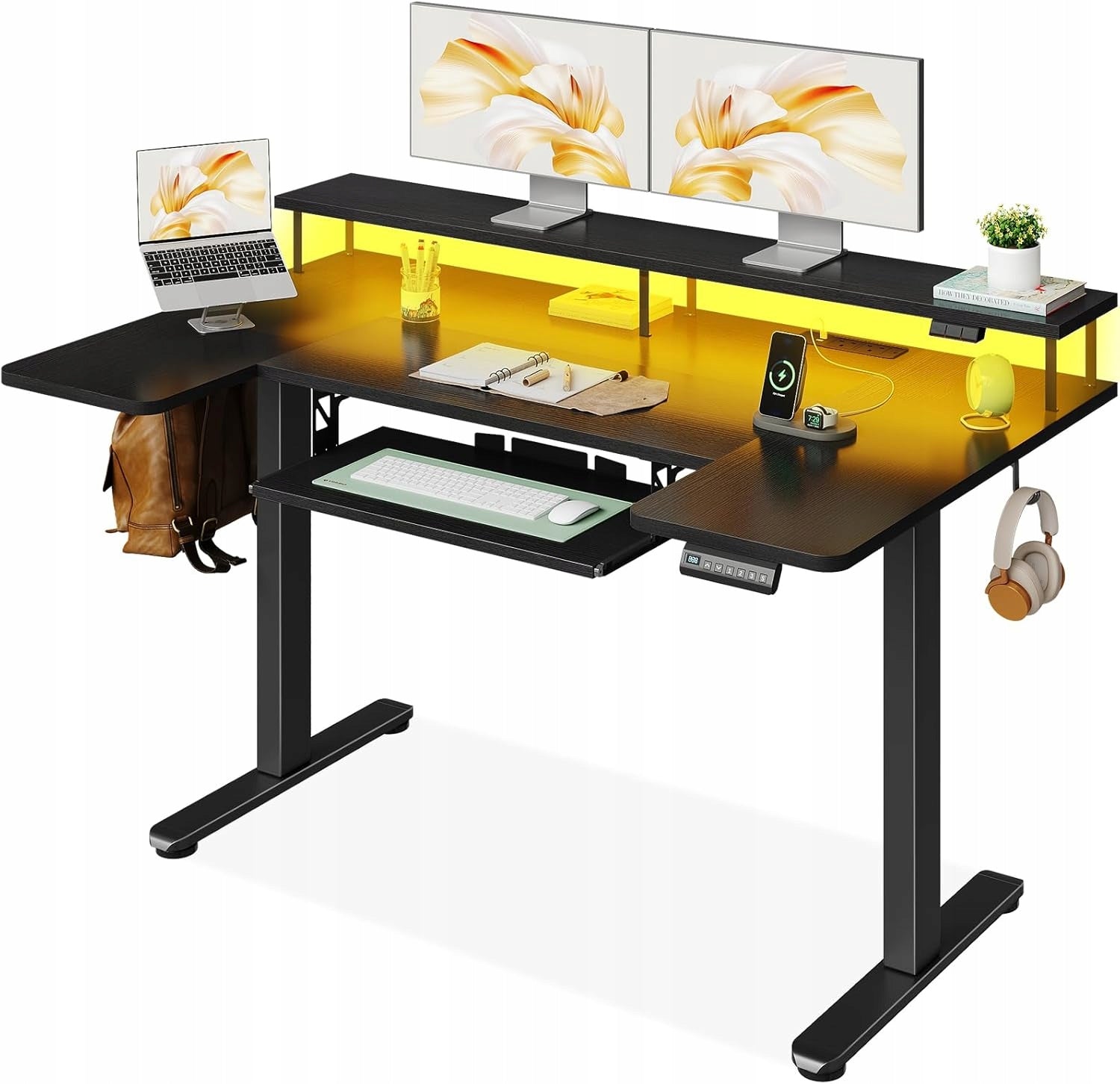 DESK ADJUSTABLE ELECTRIC DURABLE WITH MEMORY GAMING LED STABLE
