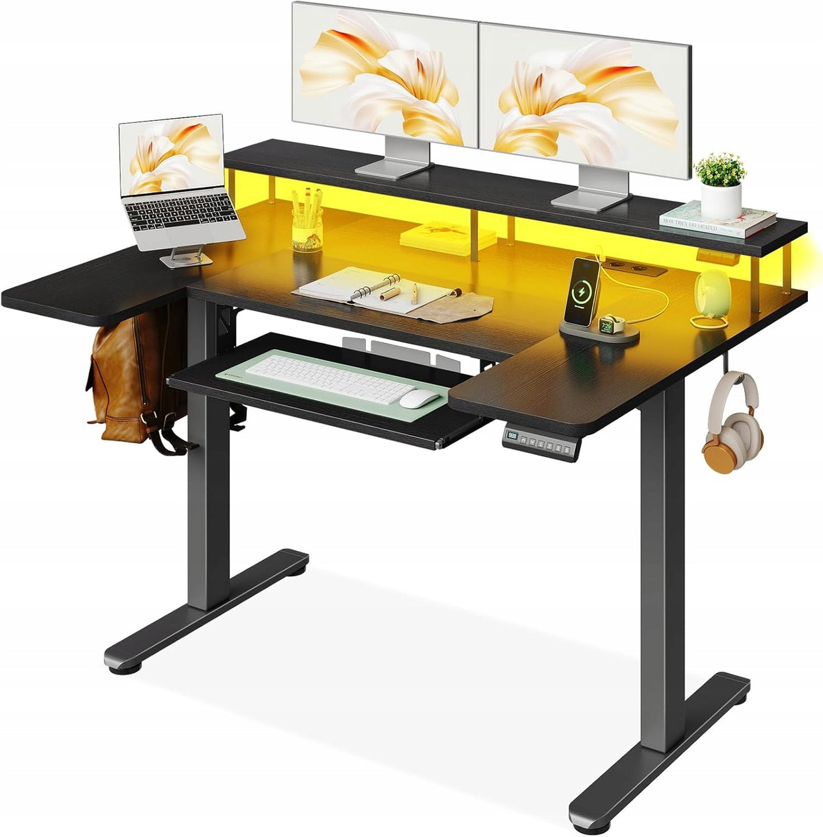 DESK ADJUSTABLE ELECTRIC DURABLE WITH MEMORY GAMING LED STABLE