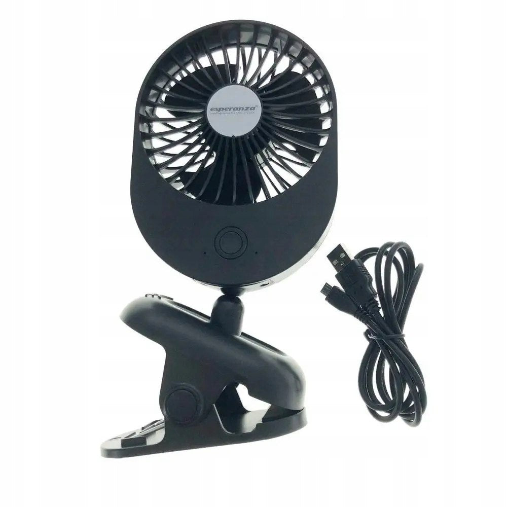 DESK FAN COMPACT MINI SMALL PORTABLE FOR CLIP USB POWER SUPPLY Model CZARNY PRZENOŚNY