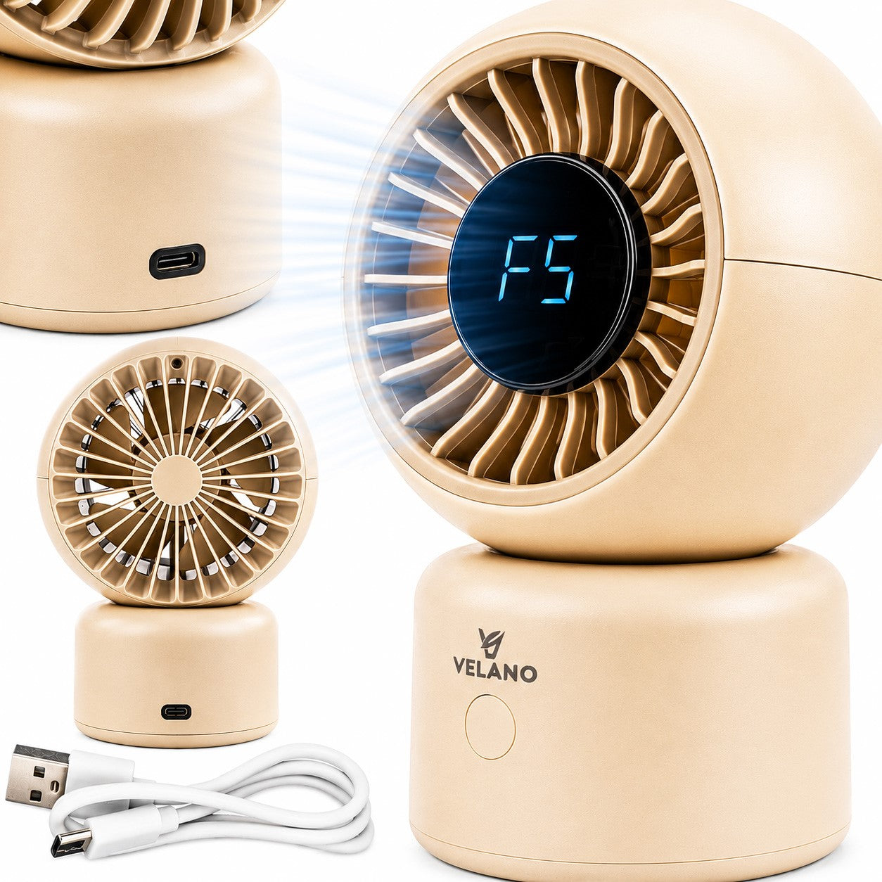 DESK FAN CORDLESS TABLE FAN WIRELESS QUIET USB-C