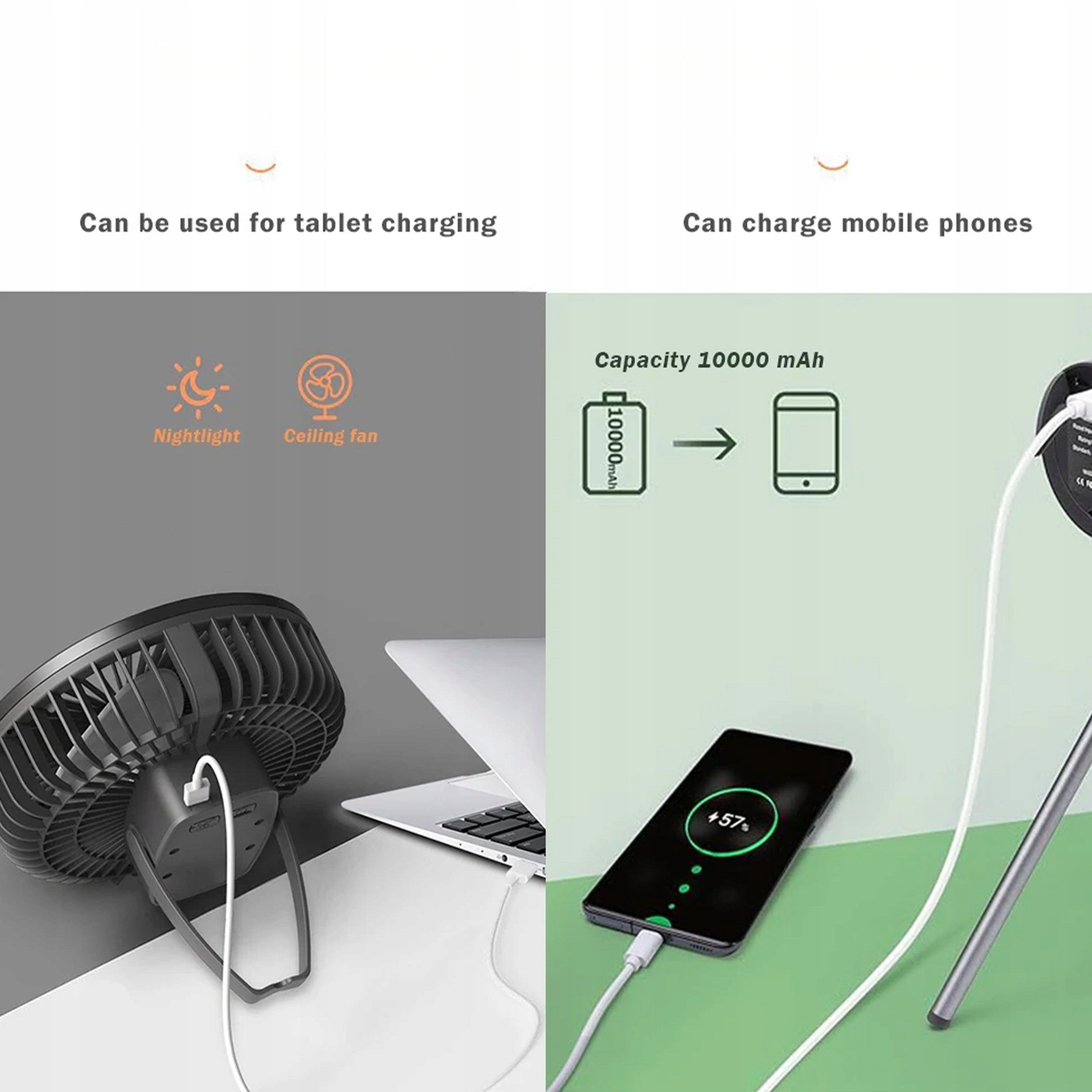DESK FAN PORTABLE 3 GEARS QUIET BACKLIGHT STAND HANDLE EAN (GTIN) 5905567779008