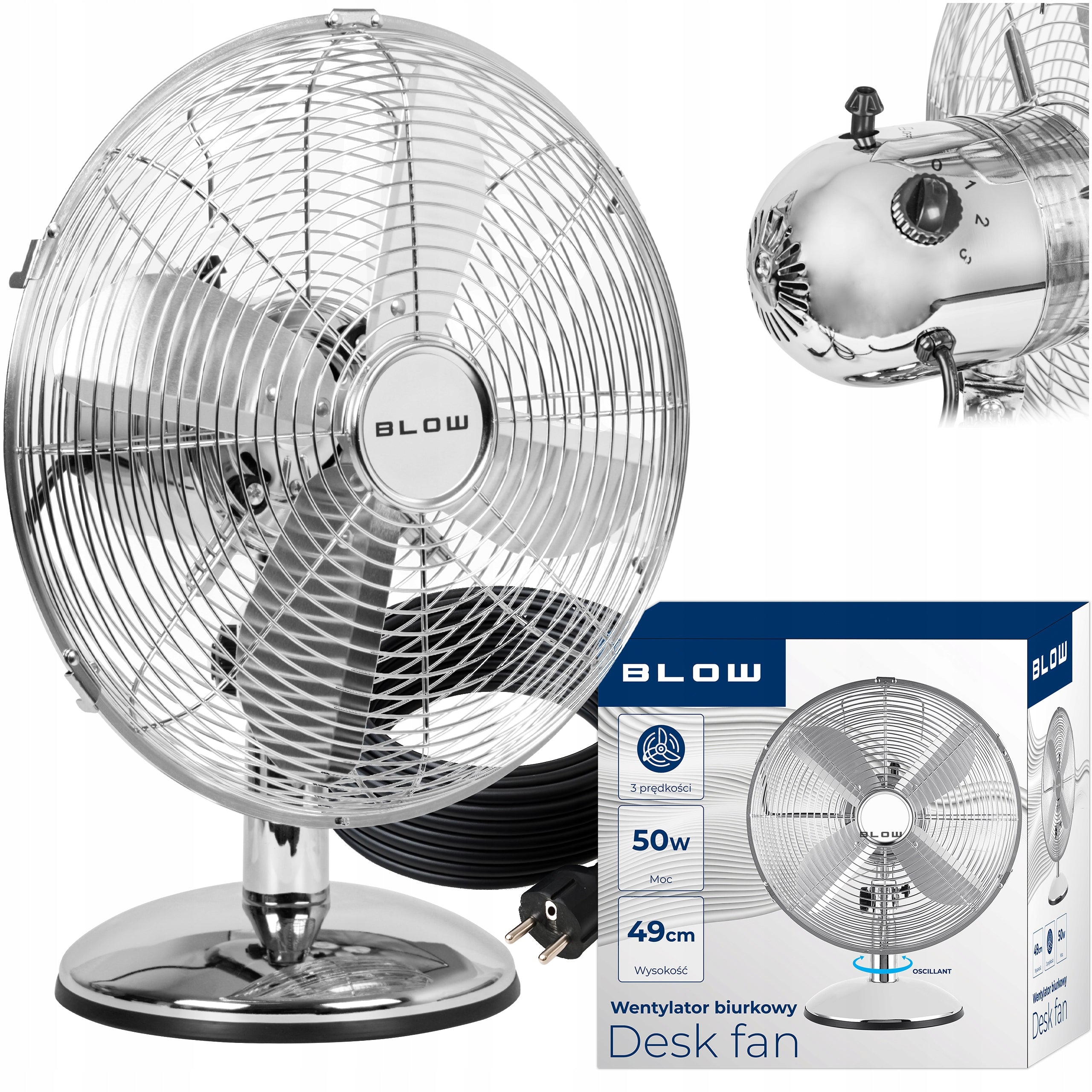 DESK FAN TABLE FAN STANDING METAL STRONG 50W QUIET 30CM