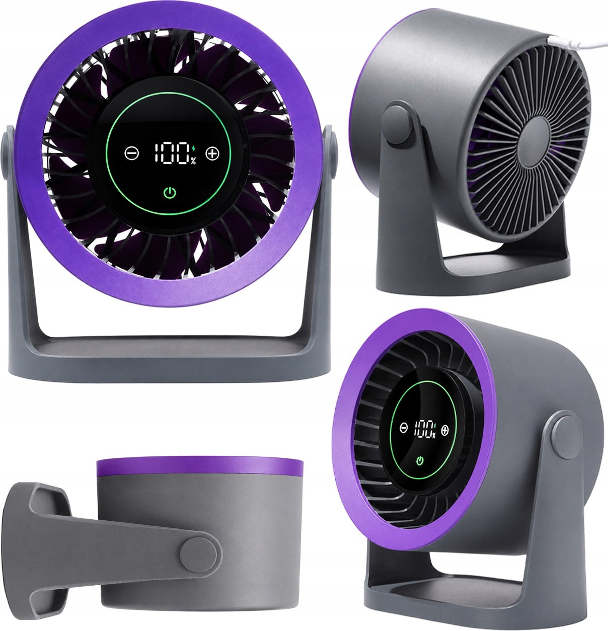 DESK FAN TABLE WINDMILL Rechargeable LCD 100modes powerful quiet