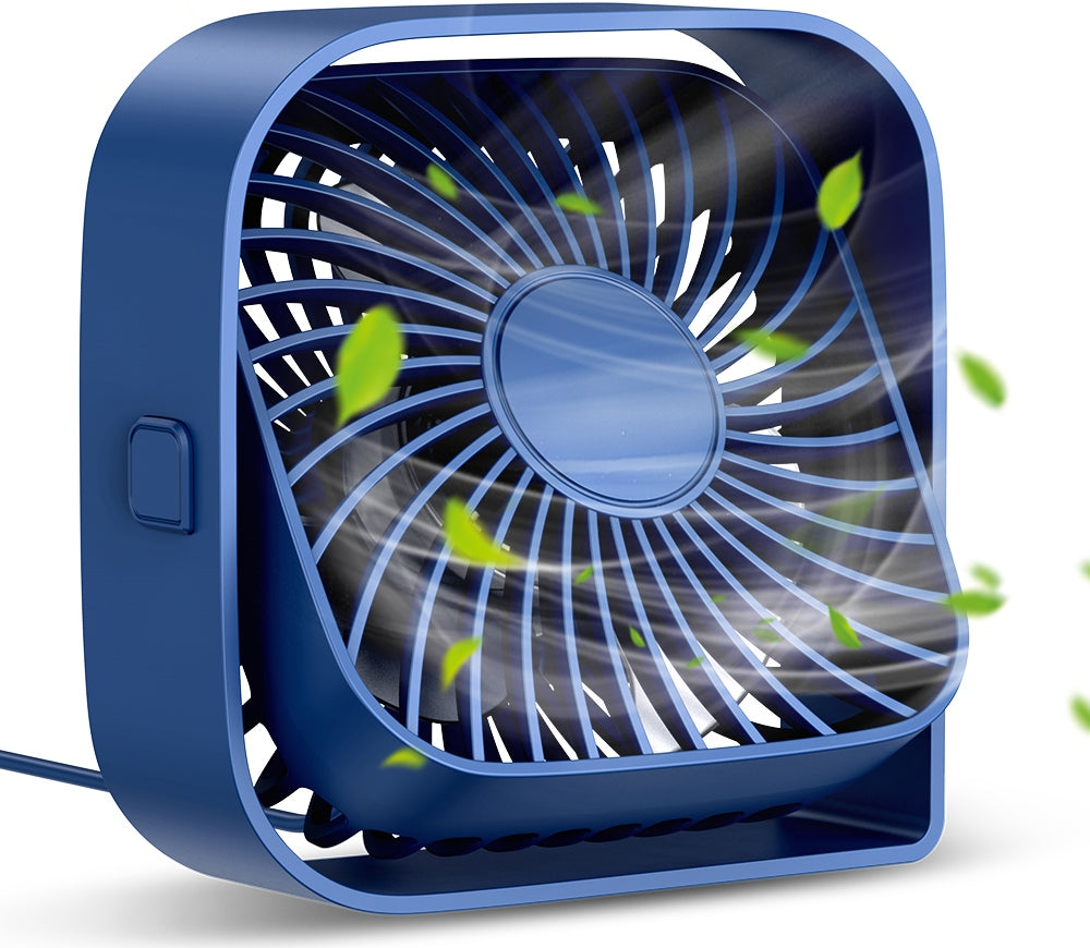 DESK FAN USB MINI FAN QUIET 3 MODES 360° FOR DESK Dominant color blue