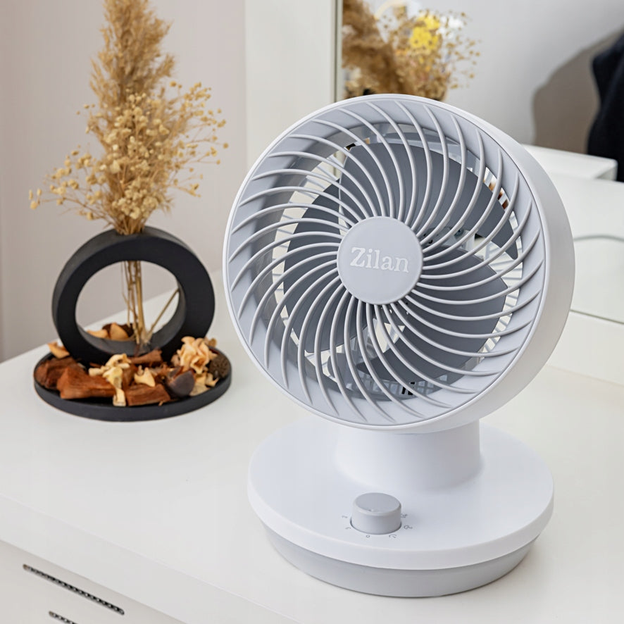 DESK FAN WHITE 3 SPEEDS POWERFUL QUIET WINDMILL 45W Brand Zilan