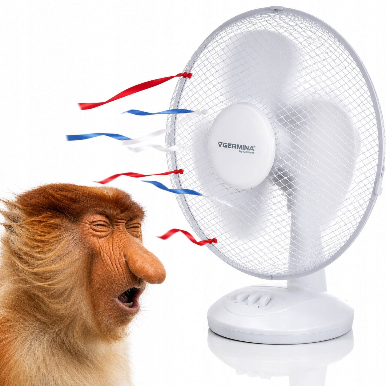DESK FAN WINDMILL STANDING QUIET STRONG WHITE PROPELLER DIAMETER 23cm