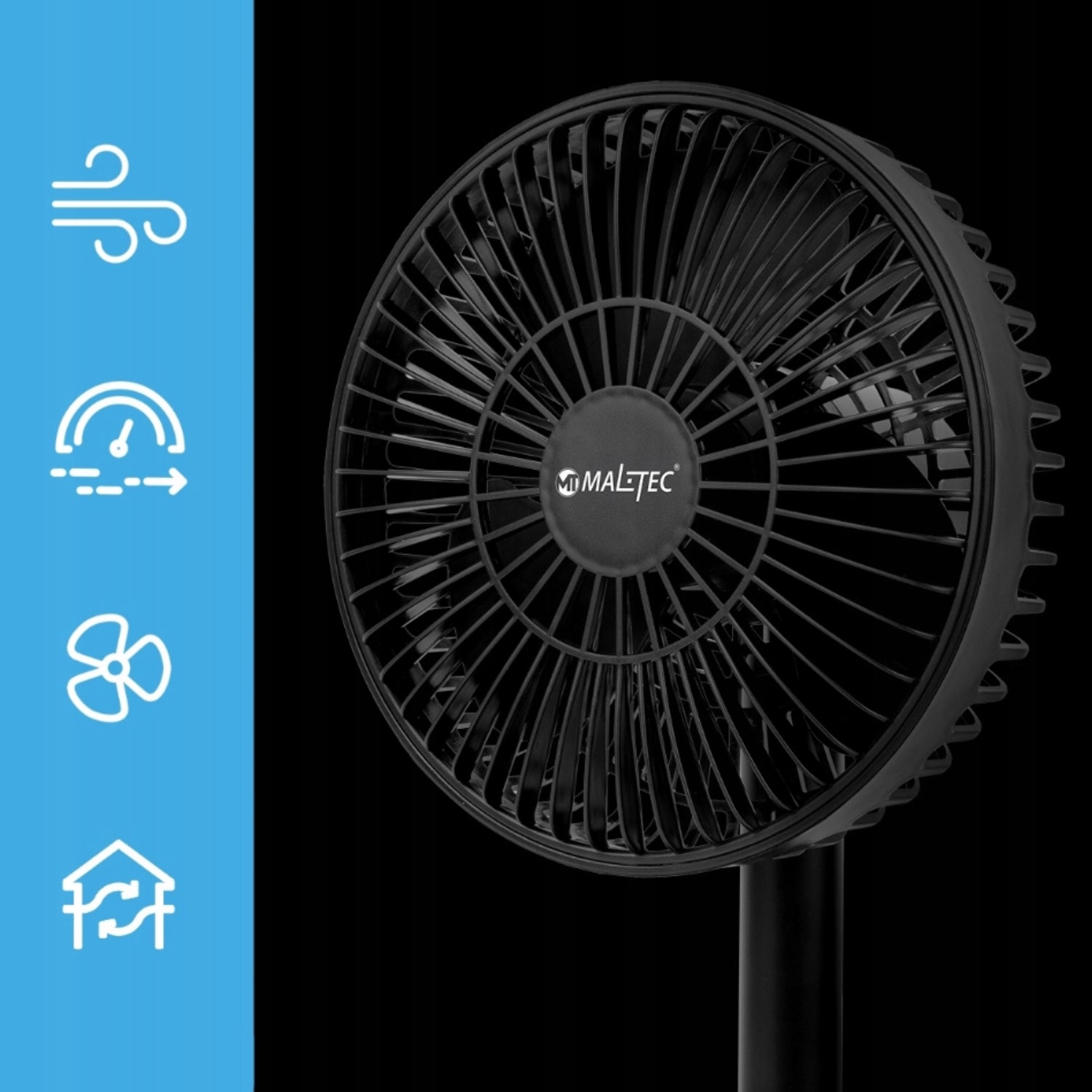 DESK FAN WIRELESS STANDING FAN BATTERY 4000MAH USB QUIET Brand Maltec