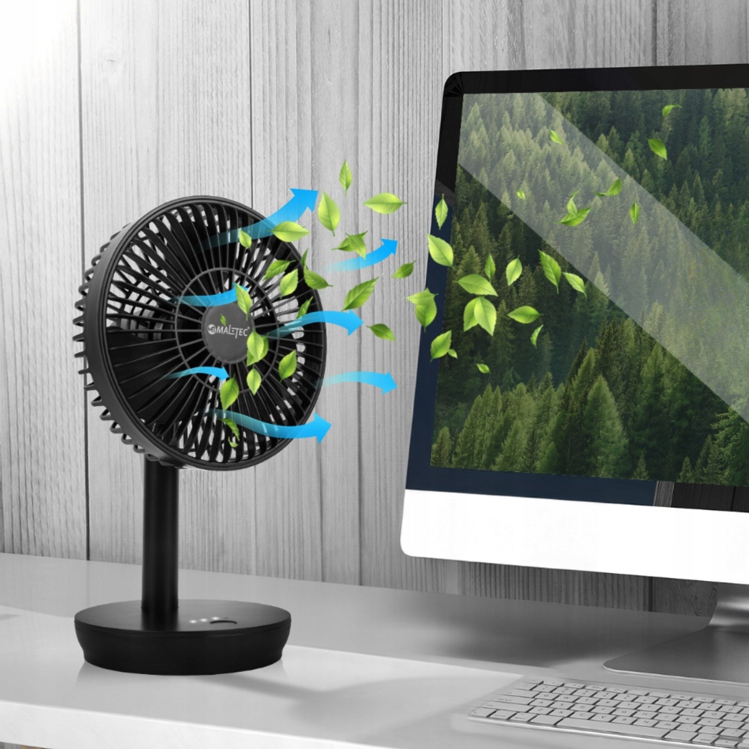 DESK FAN WIRELESS STANDING FAN BATTERY 4000MAH USB QUIET Dominant color black