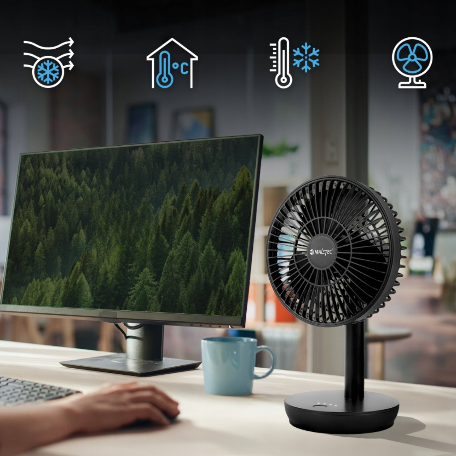 DESK FAN WIRELESS STANDING FAN BATTERY 4000MAH USB QUIET Packaging status original