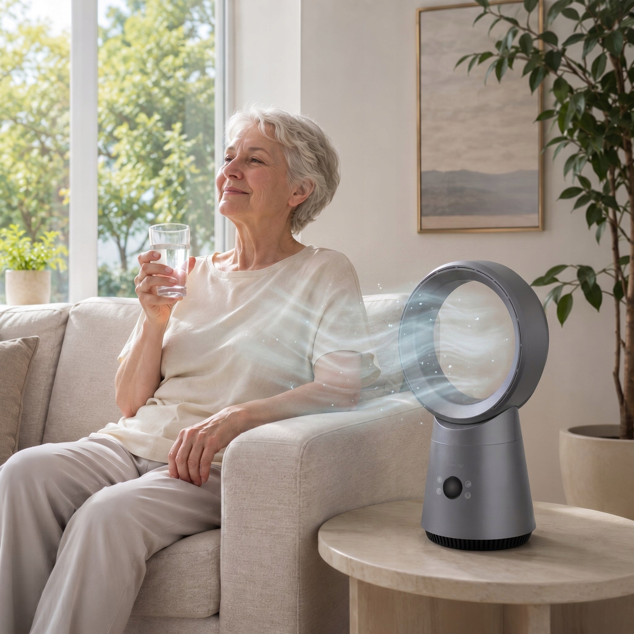 DESK FAN small fan QUIET circulator bladeless oscillation Dominant color silver/gray