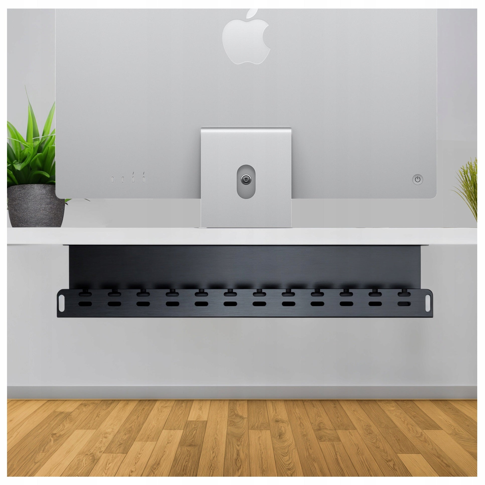 DESK HOLDER TABLETOP UNDER DESK ORGANIZER FOR CABLES GRILLE BLACK Packaging status original