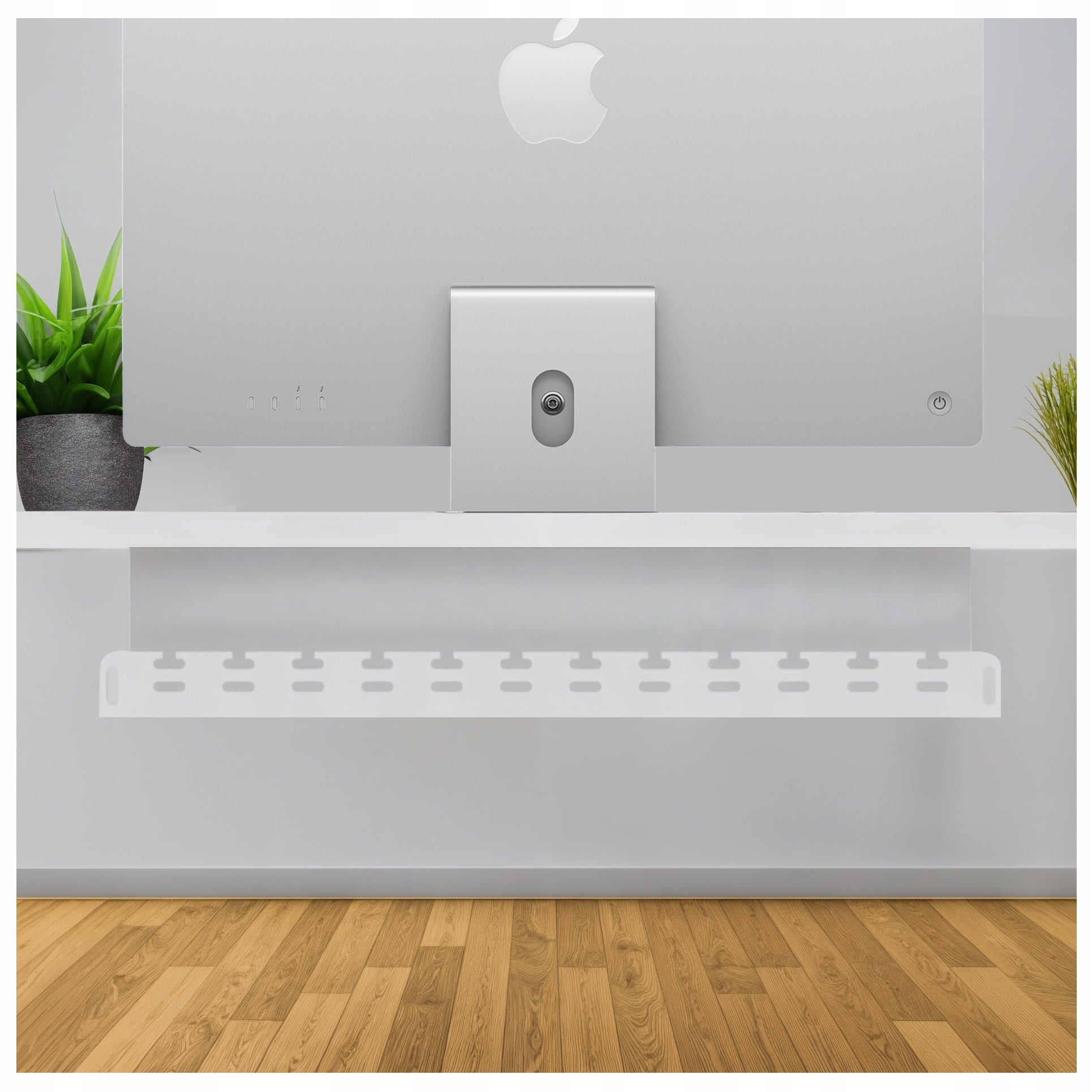 DESK HOLDER TABLETOP UNDER DESK ORGANIZER FOR CABLES GRILLE WHITE Packaging status original