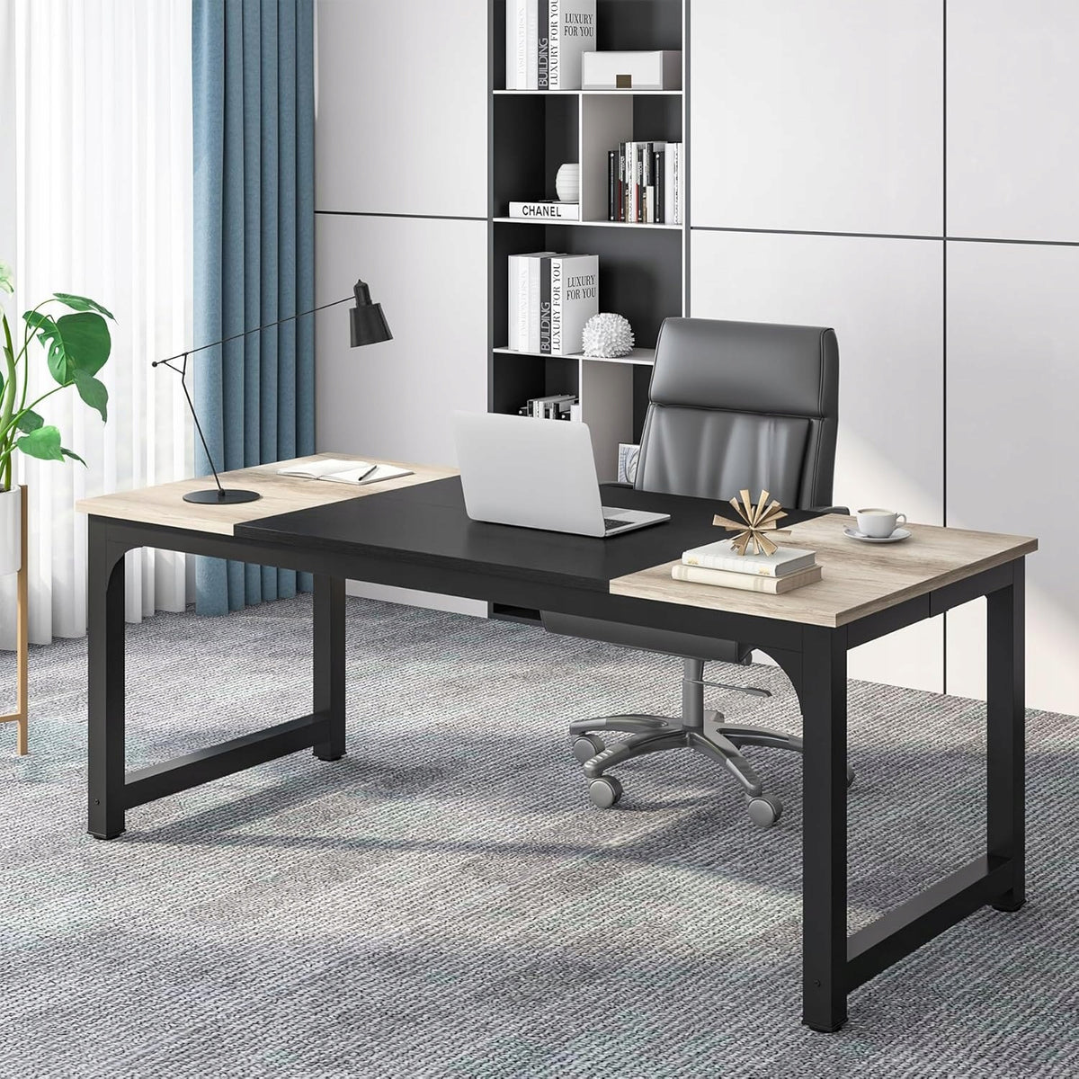 DESK LARGE STAND 180x80cm IDEAL FOR OFFICE ELEGANT HIGH QUALITY Manufacturer code BIURKO DO GABINETU DUŻE STANOWISKO ELEGANCKIE