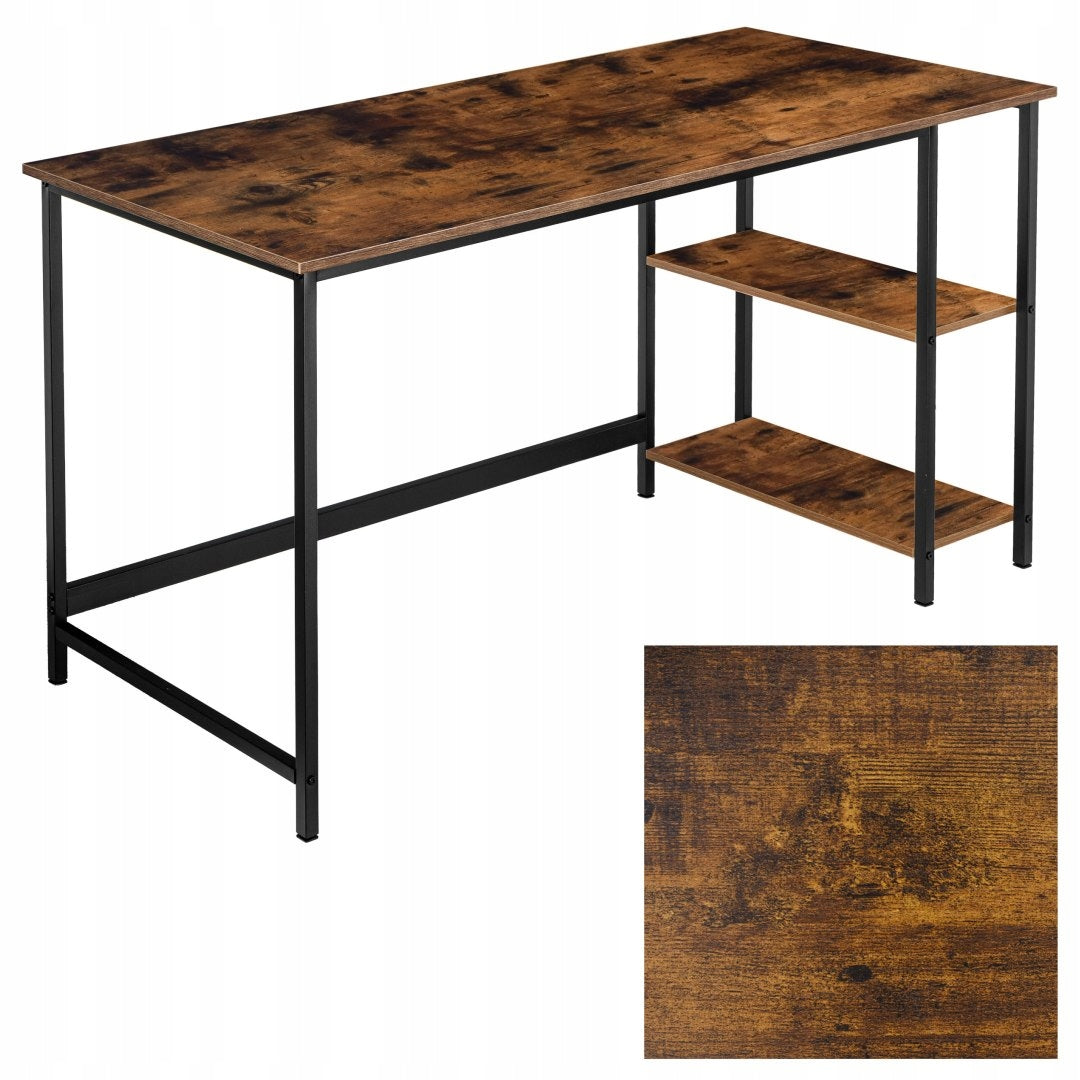 DESK LOFT TABLE 140X60CM COMPUTER FOR OFFICE WITH SHELVES RUSTIC OAK Manufacturer code BIURKO STÓŁ LOFTOWE 140X60CM RUSTYKALNY DĄB