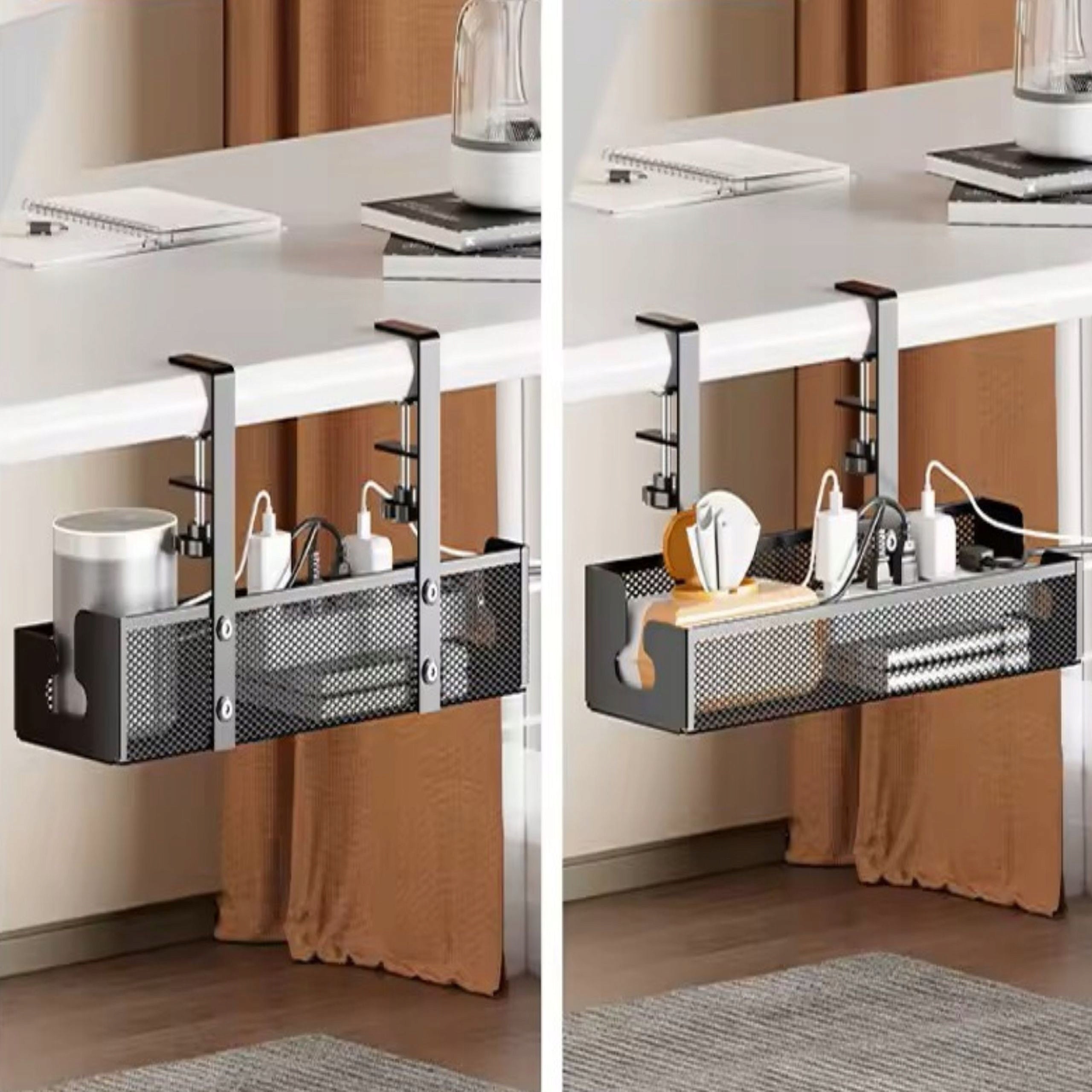 DESK ORGANIZER FOR CABLES SHELF UNDER THE COUNTERTOP GRILLE CABLE HOLDER Brand Simplo