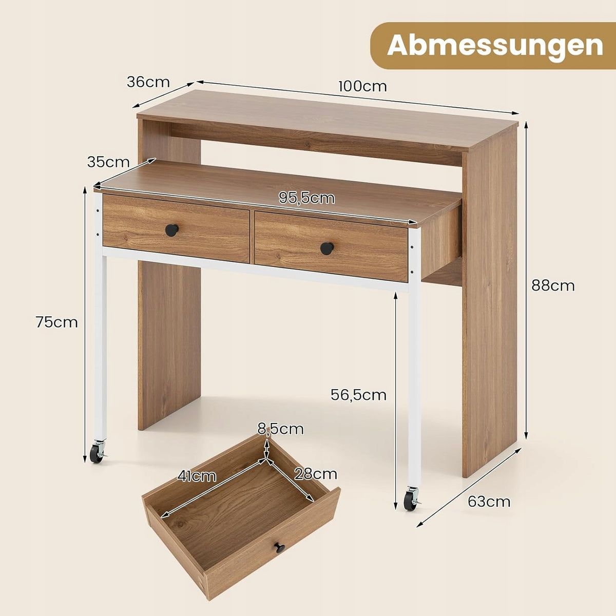 DESK SMALL RETRACTABLE ELEGANT HIGH QUALITY FOR HOME OFFICE 2 DRAWERS EAN (GTIN) 0099476485688