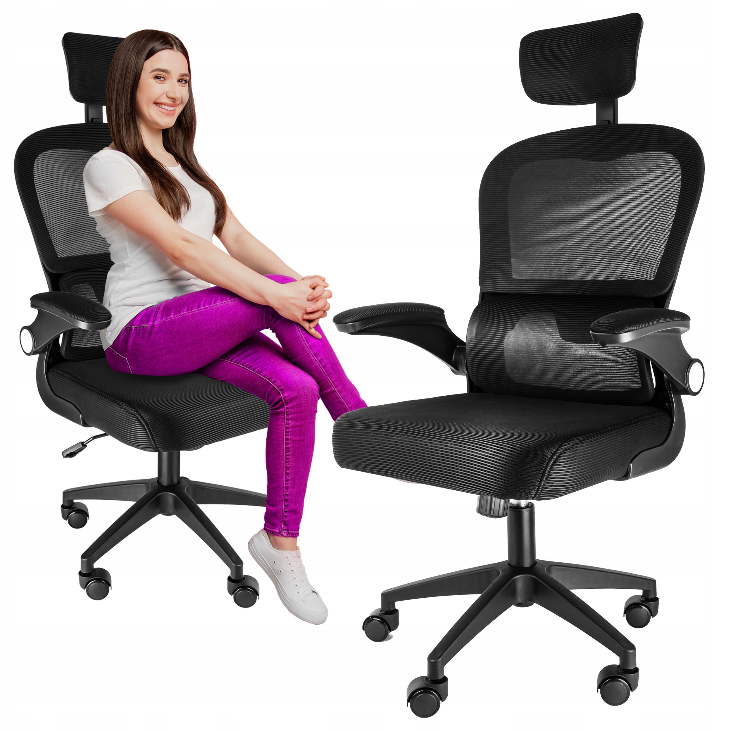 DESK SWIVEL CHAIR ERGONOMIC OFFICE CHAIR BLACK MESH