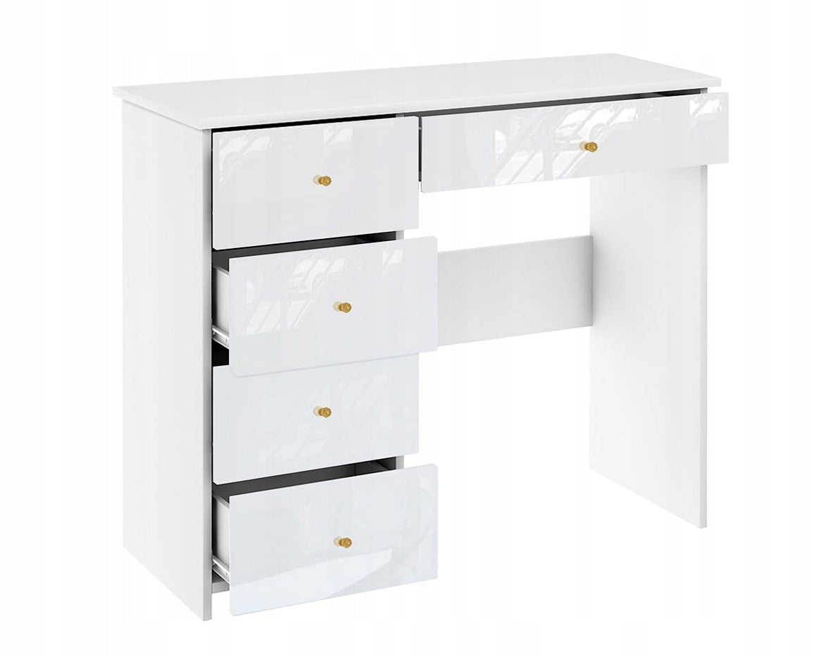 DESK V WITH DRAWERS CHILDREN'S SCHOOL COMPUTER WHITE GLOSS Brand Sarano