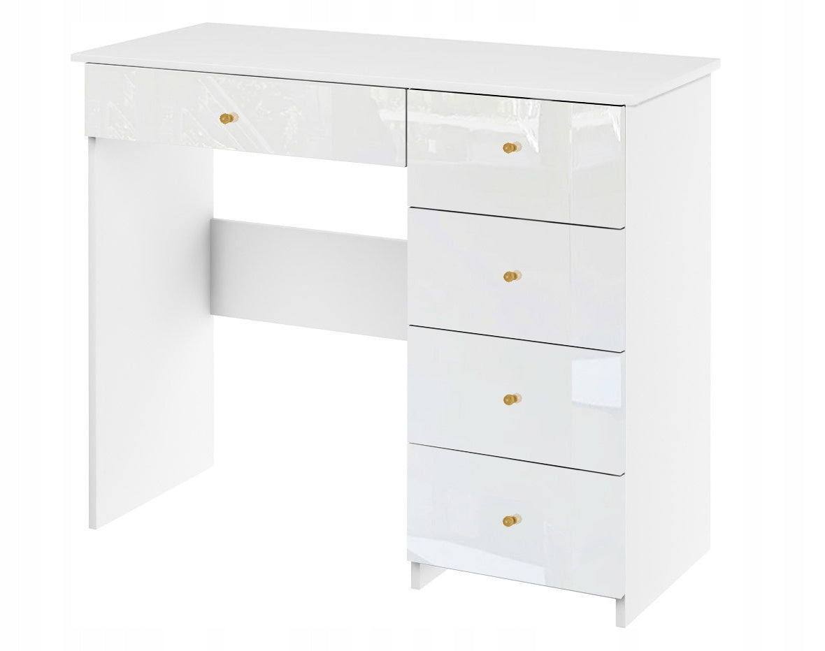 DESK V WITH DRAWERS CHILDREN'S SCHOOL COMPUTER WHITE GLOSS