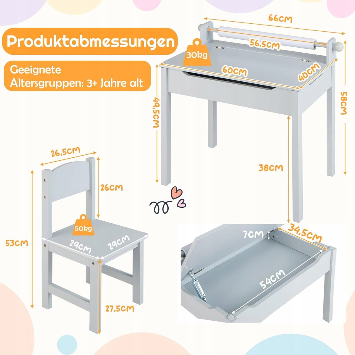 DESK WITH CHAIR STORAGE SMALL IDEAL FOR CHILDREN TO LEARN TO DEVELOP HOBBIES EAN (GTIN) 0094466998872