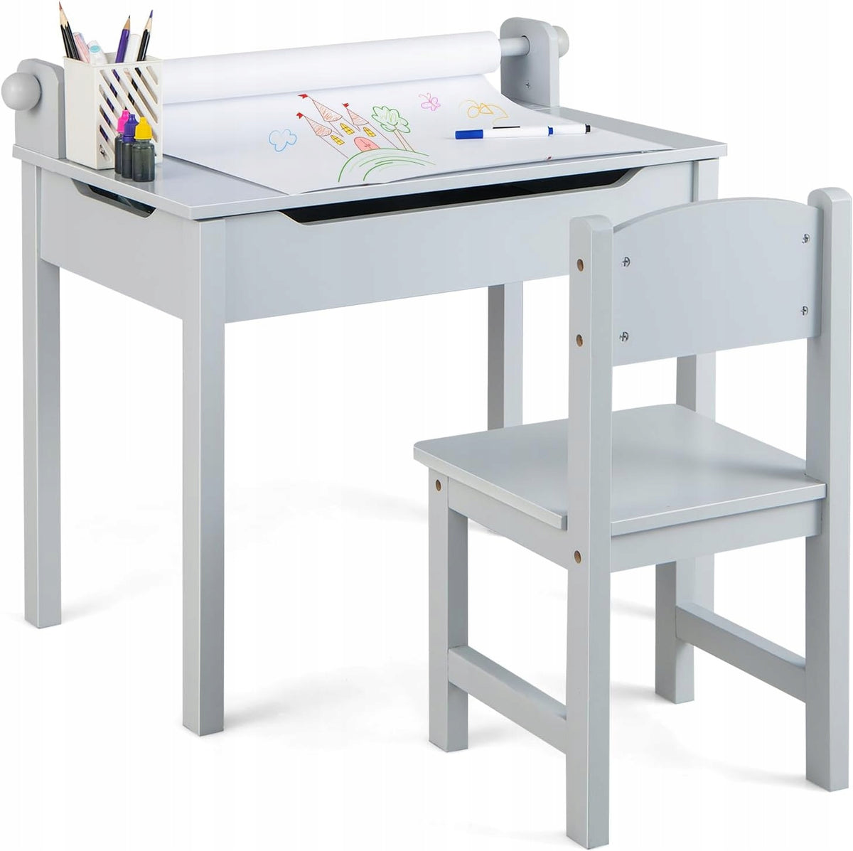 DESK WITH CHAIR STORAGE SMALL IDEAL FOR CHILDREN TO LEARN TO DEVELOP HOBBIES