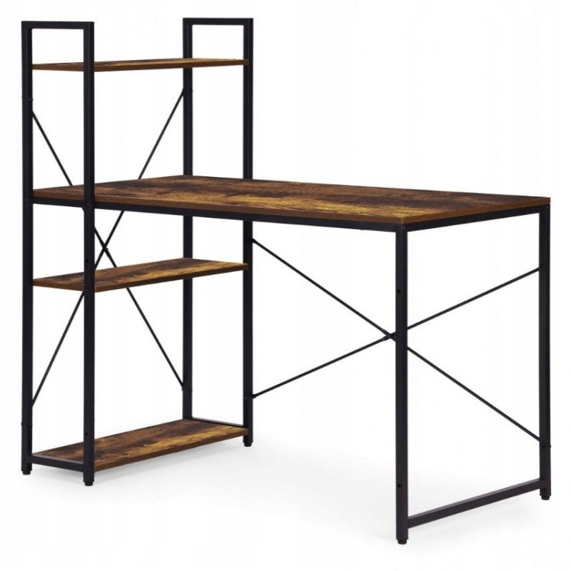 DESK WITH LOFT BOOKCASE FOR STUDIO OFFICE EXTENSION 3SHELVES ADJUSTABLE 120x60cm Manufacturer code STL24BR